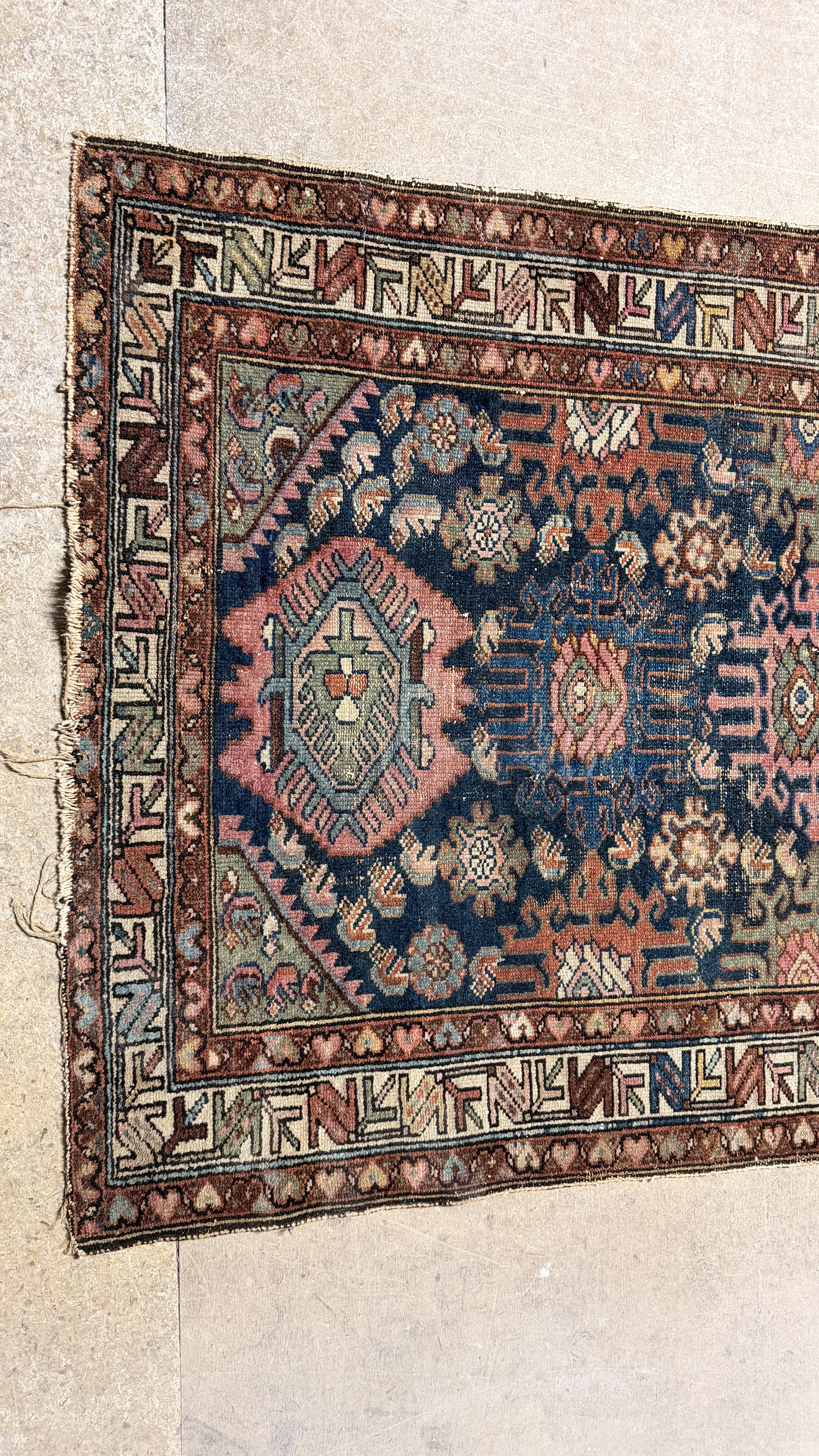 Antique Persian Tribal Hand-Knotted Wool Rug