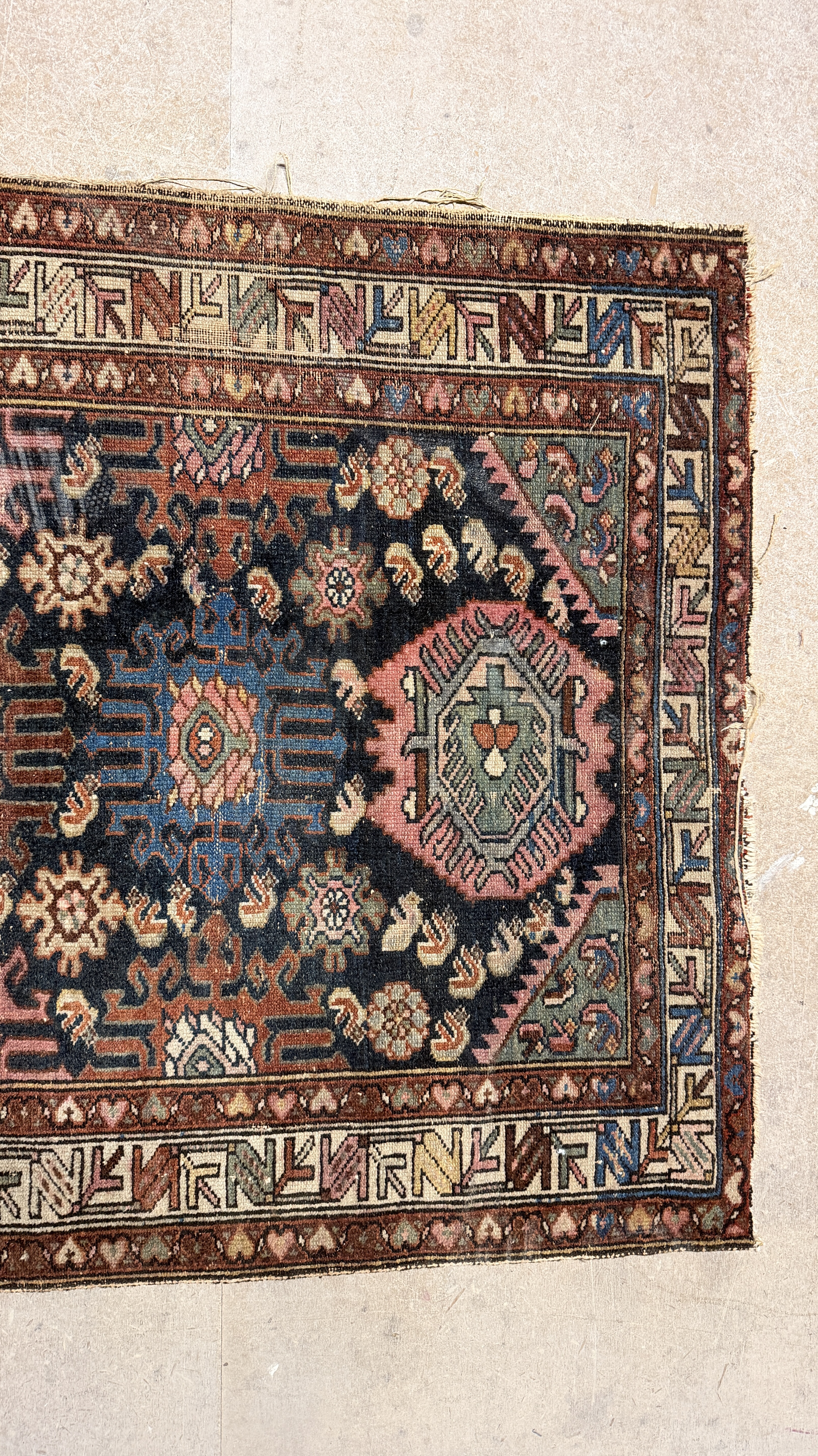Antique Persian Tribal Hand-Knotted Wool Rug