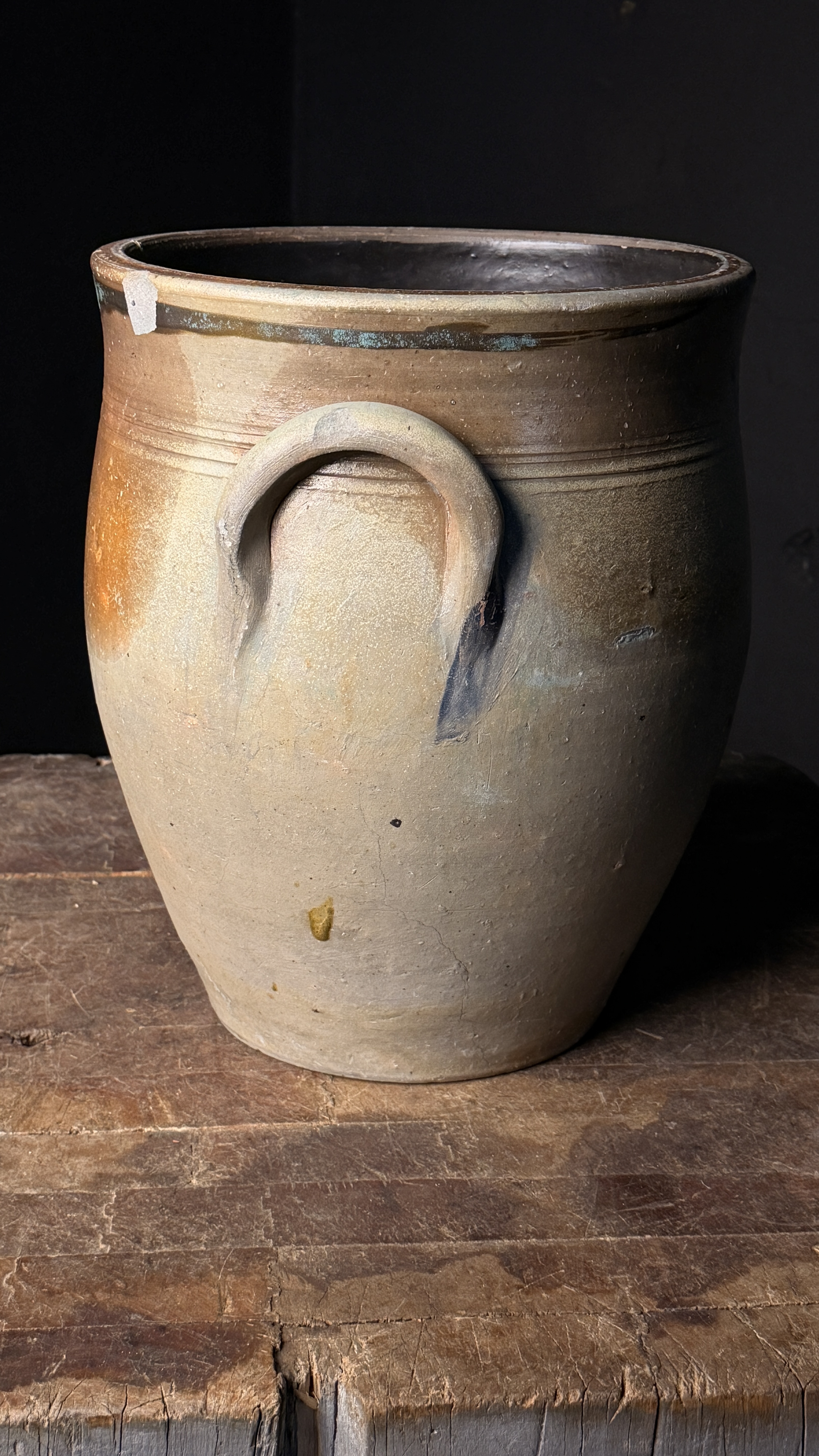 Early Four-Gallon American Salt-Glazed Stoneware Crock