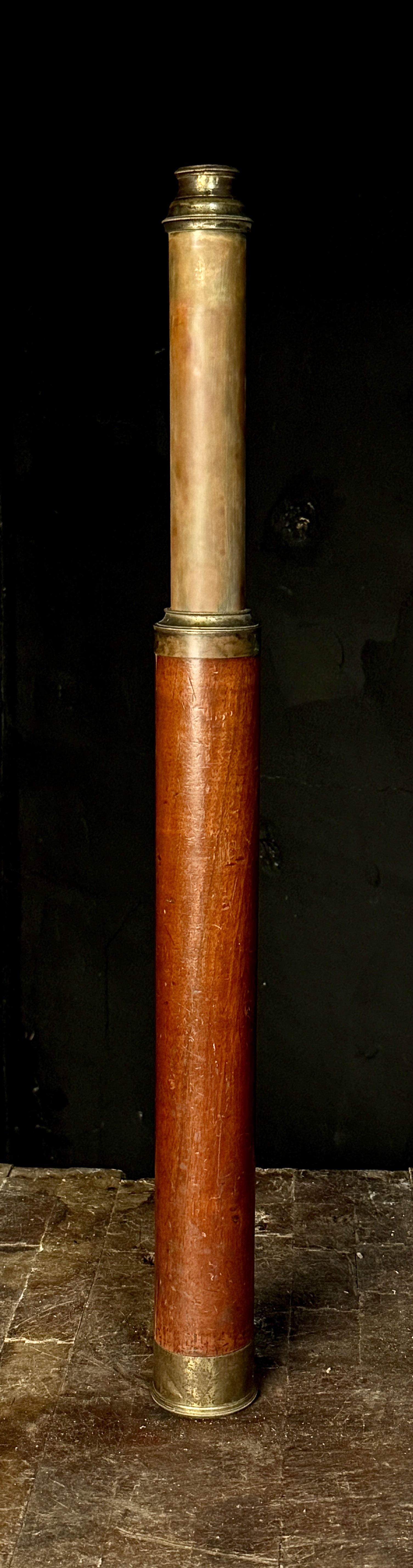 19th Century Single-Draw Mahogany and Brass Marine Telescope Works