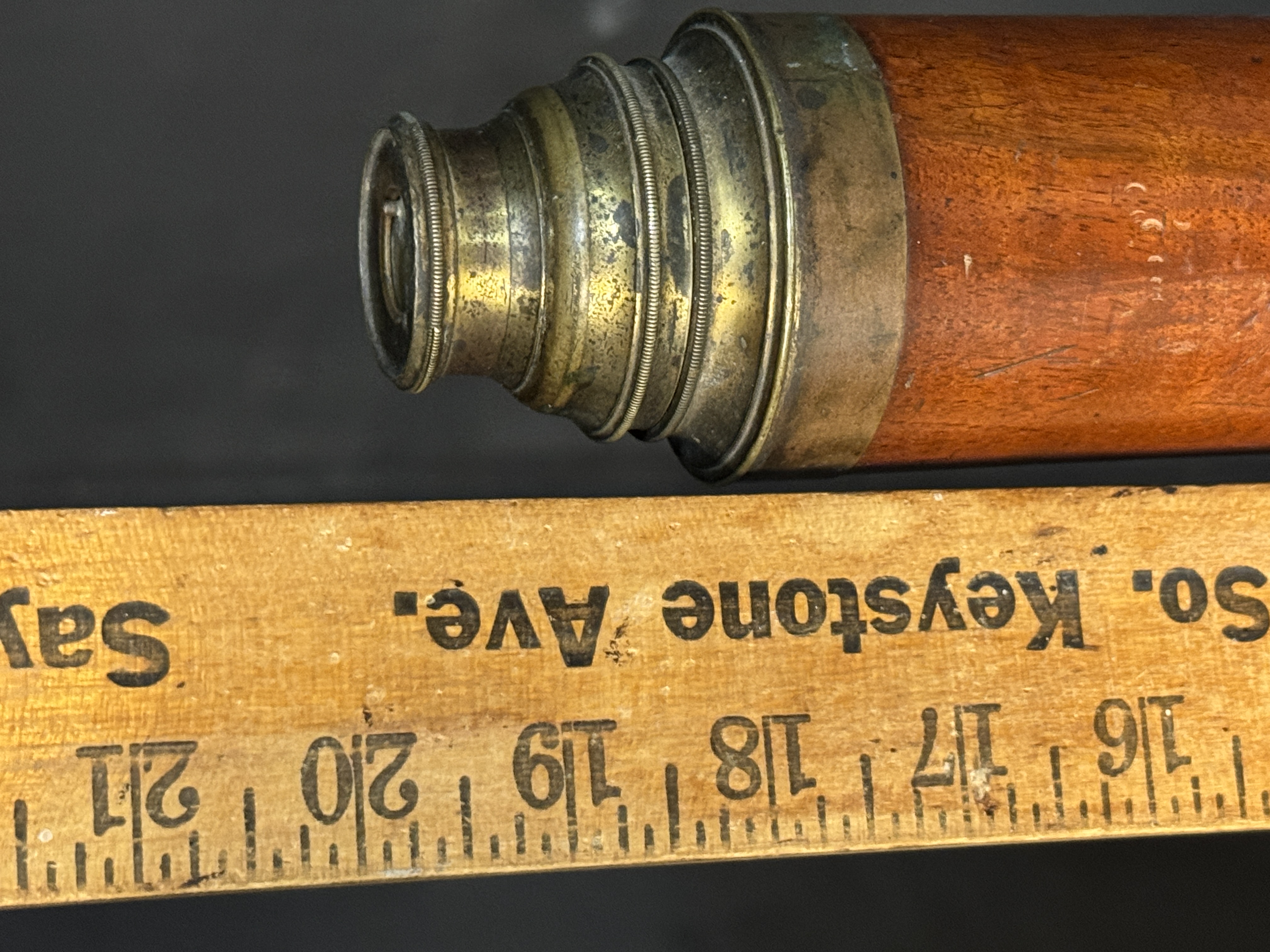 19th Century Single-Draw Mahogany and Brass Marine Telescope Works