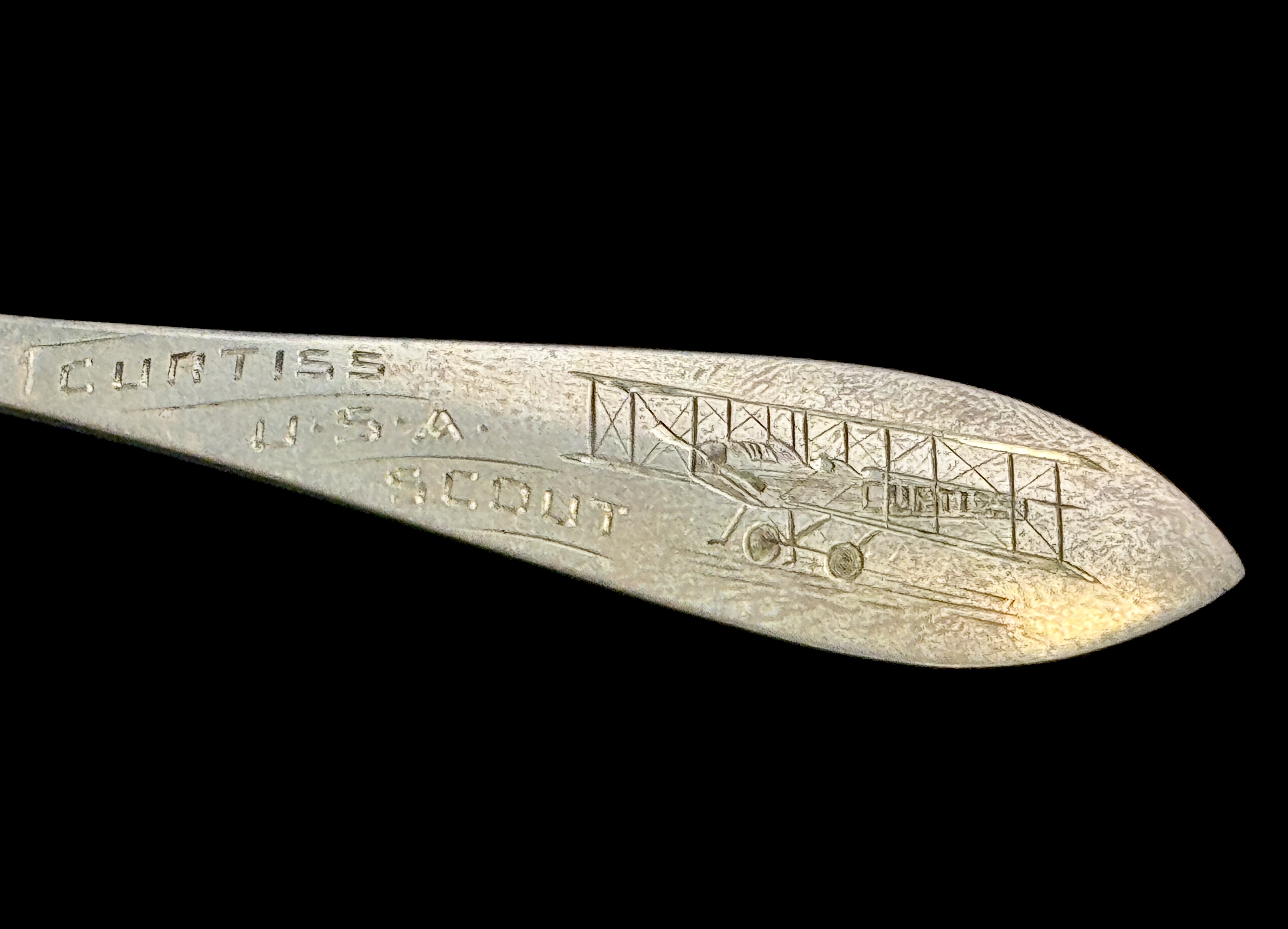 Gorham Sterling Silver Curtiss USA Scout Aviation Souvenir Spoon Dated 1920