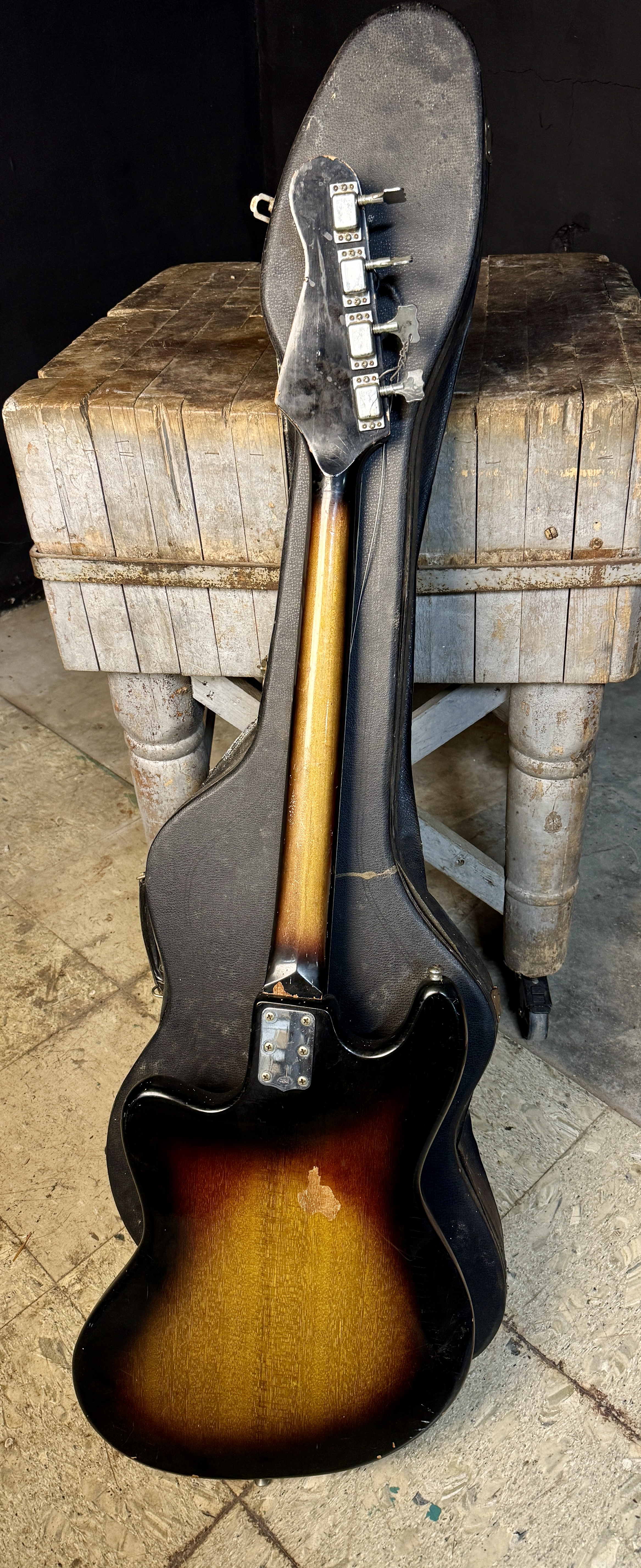 Vintage Teisco Short Scale Electric Bass Guitar with Hardshell Case