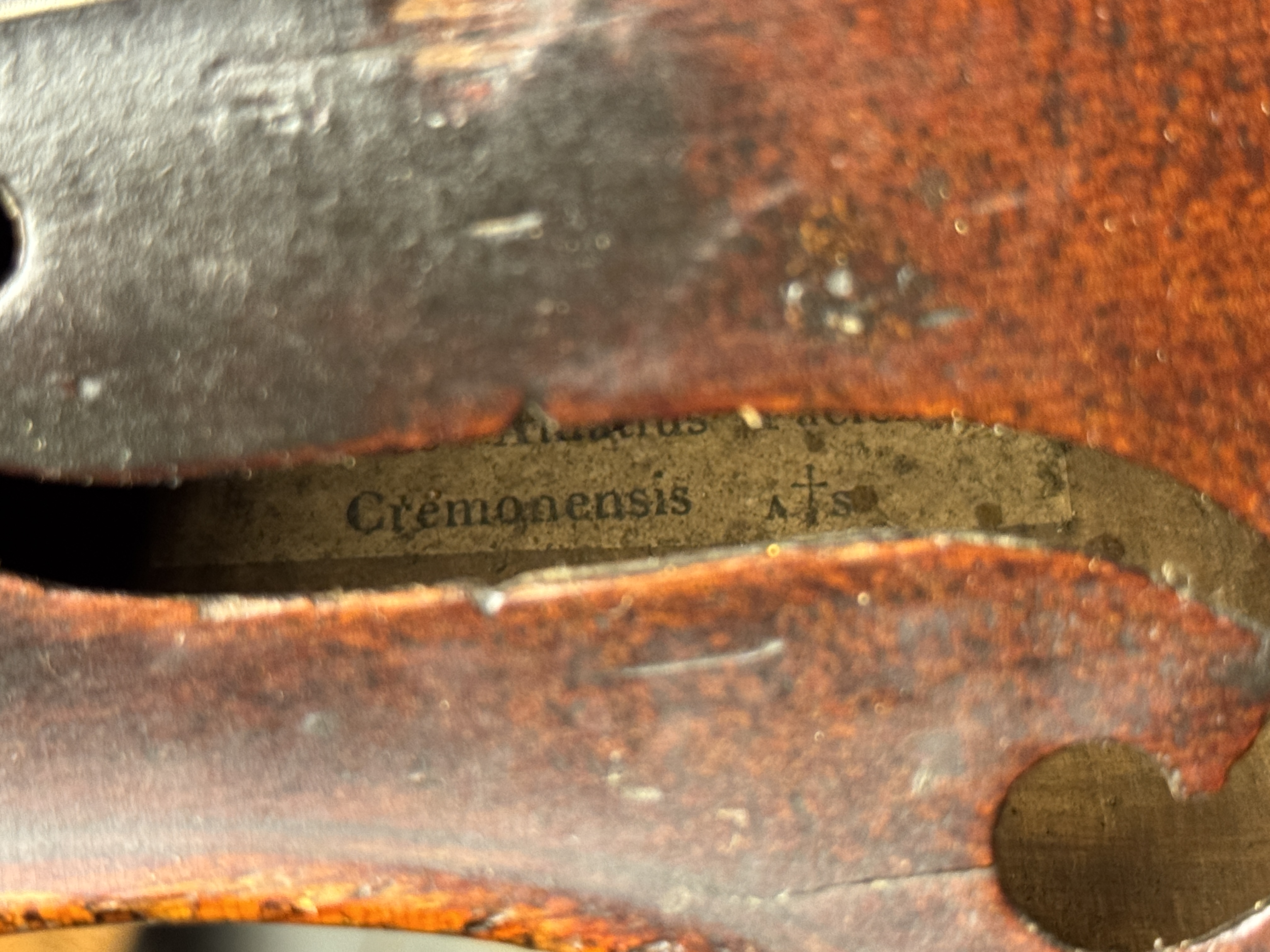 Antique Full-Size Violin Bearing Nicolaus Amatius Label with Wooden Coffin Case