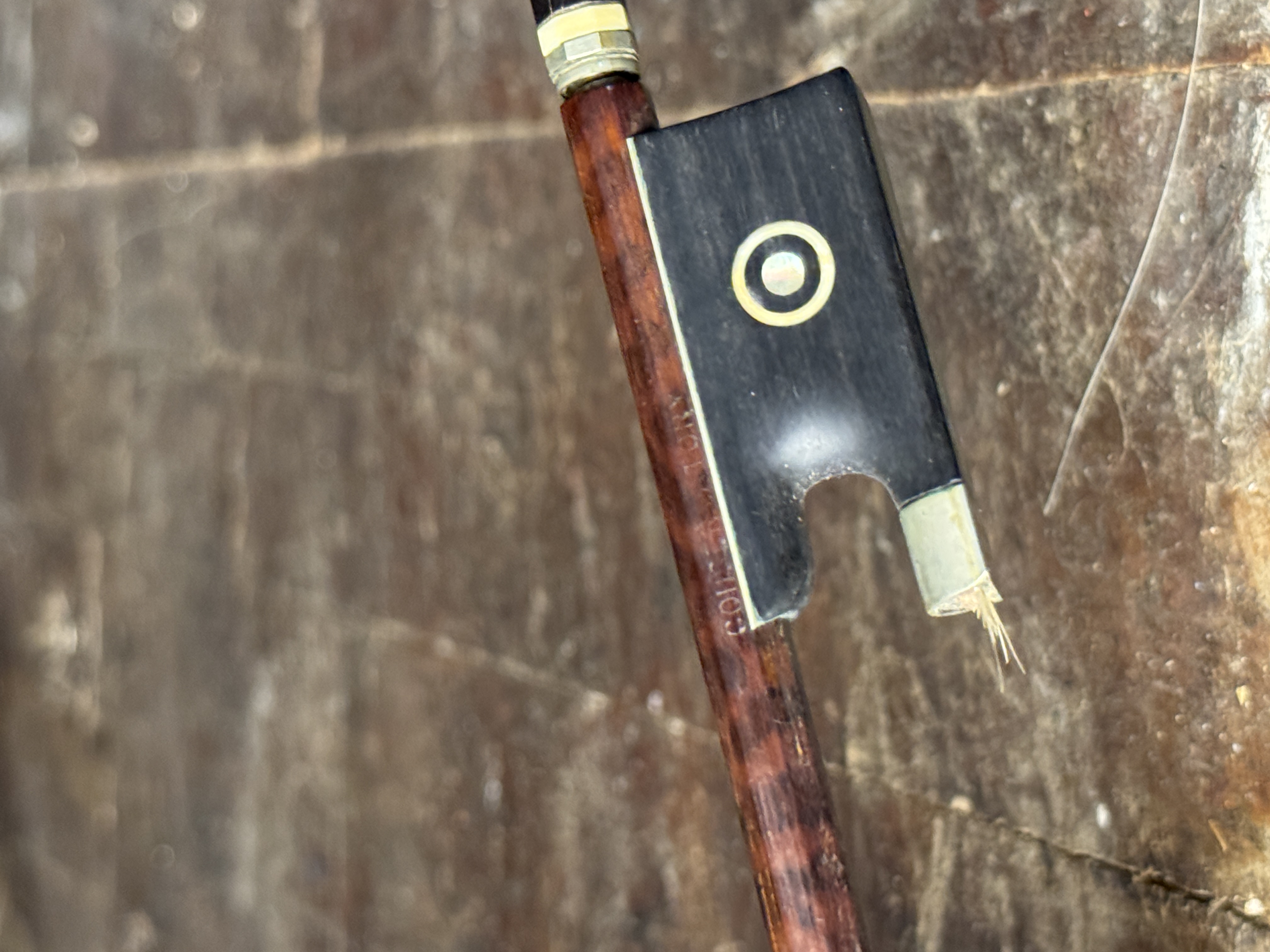 French Pernambuco Violin Bow Stamped G. Coucheny Signed Ges Gesch Conservatory