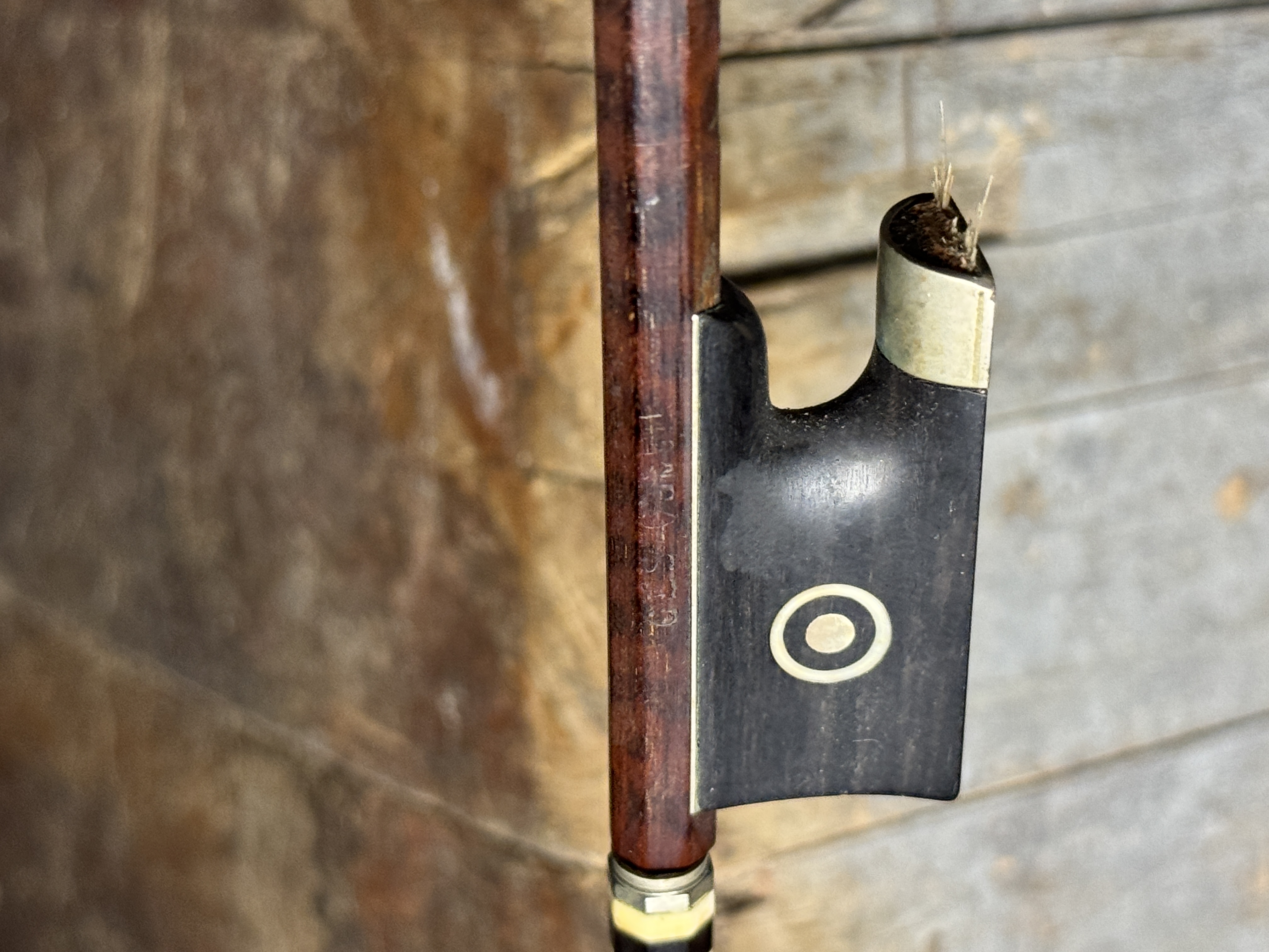 French Pernambuco Violin Bow Stamped G. Coucheny Signed Ges Gesch Conservatory