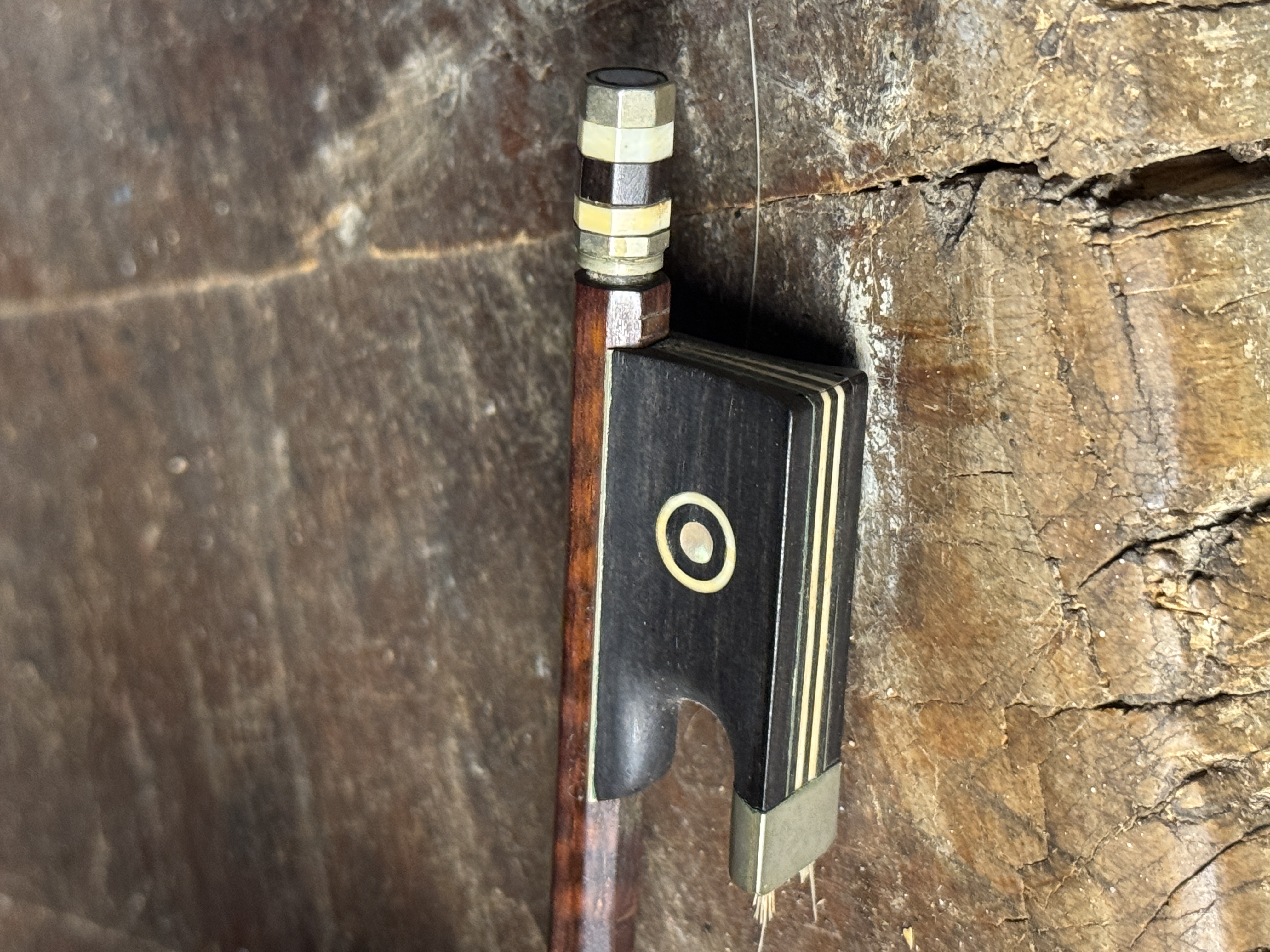 French Pernambuco Violin Bow Stamped G. Coucheny Signed Ges Gesch Conservatory