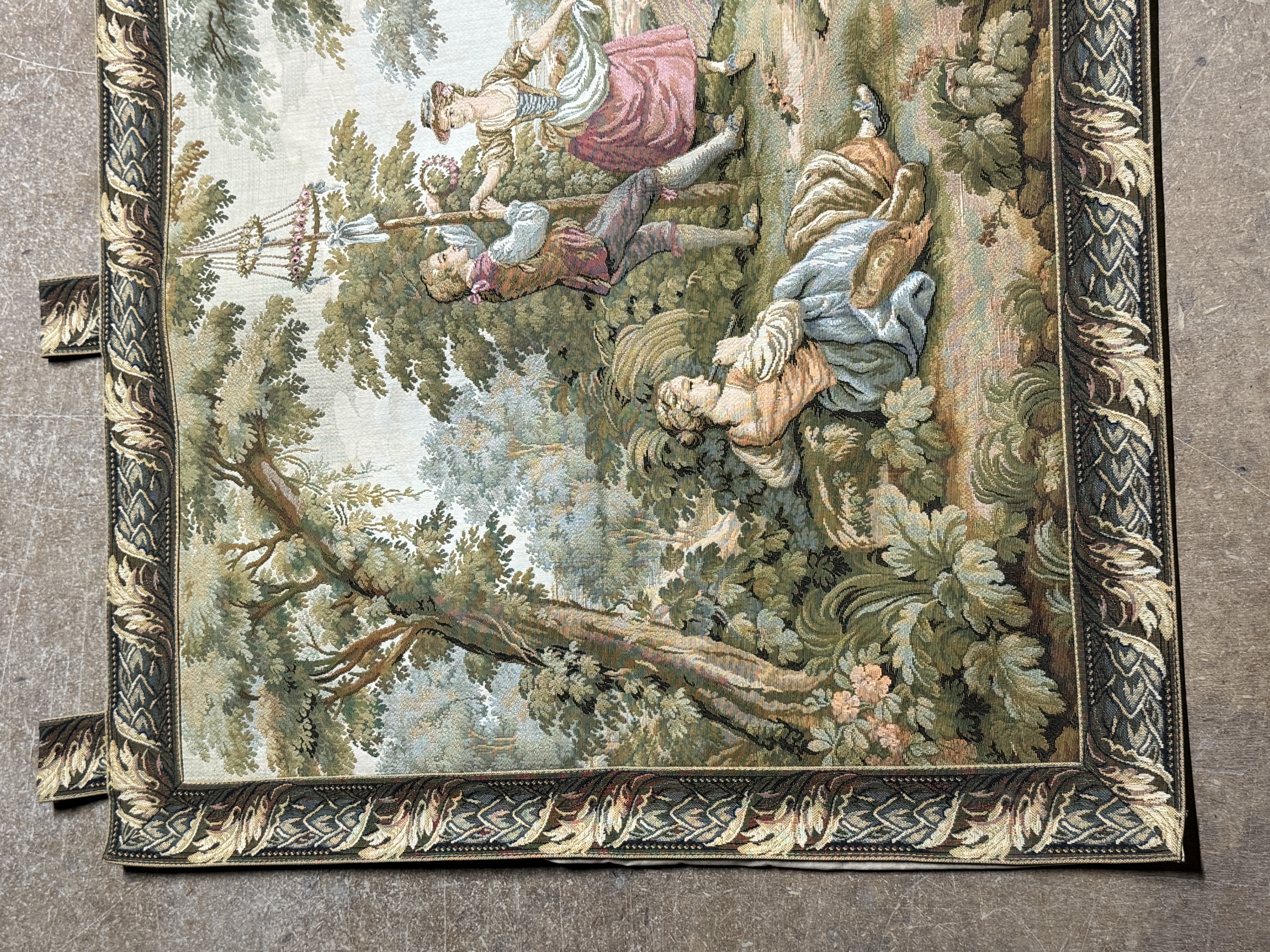 Large Vintage French Style Jacquard Wall Tapestry with Pastoral Scene