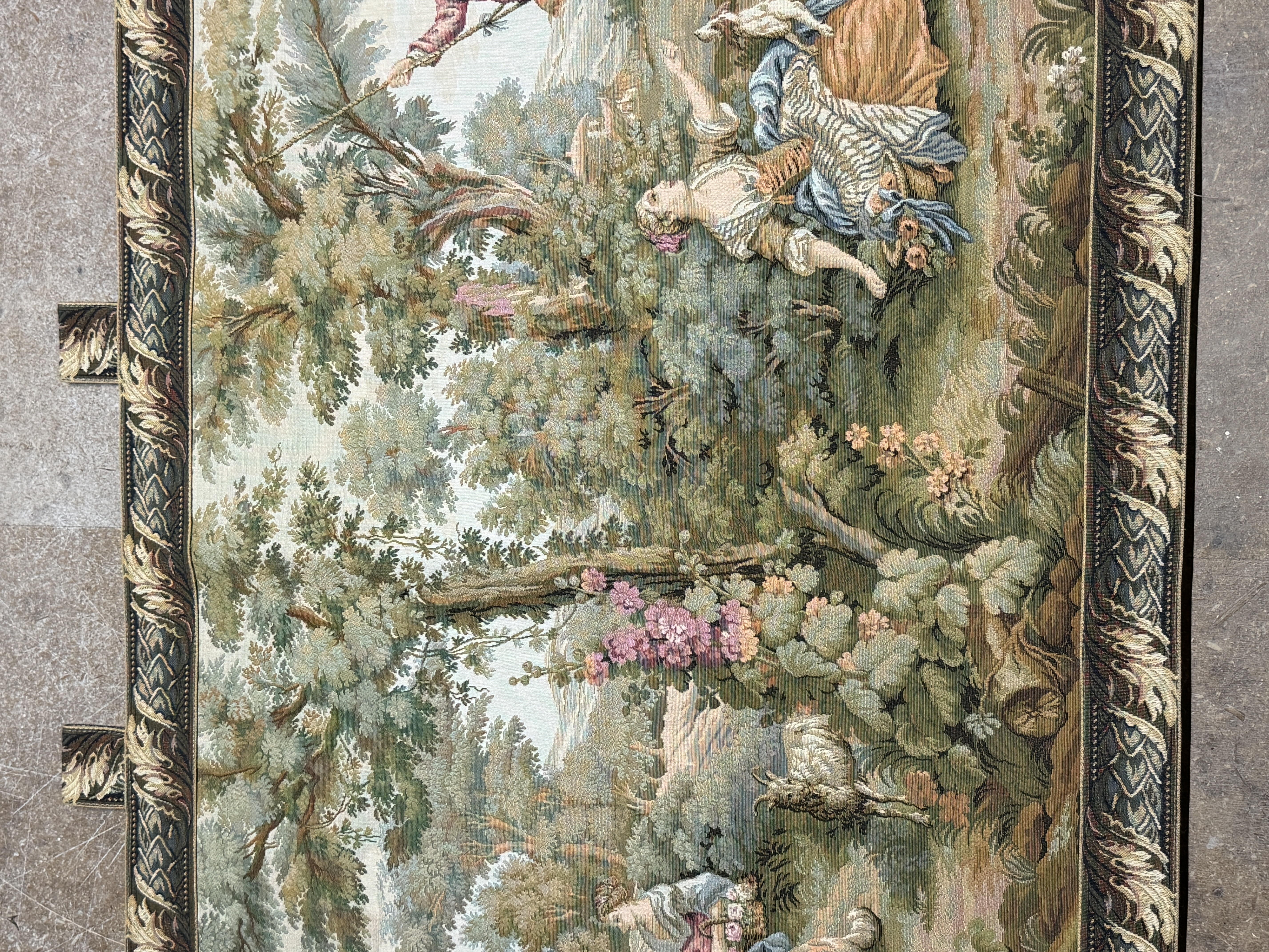 Large Vintage French Style Jacquard Wall Tapestry with Pastoral Scene