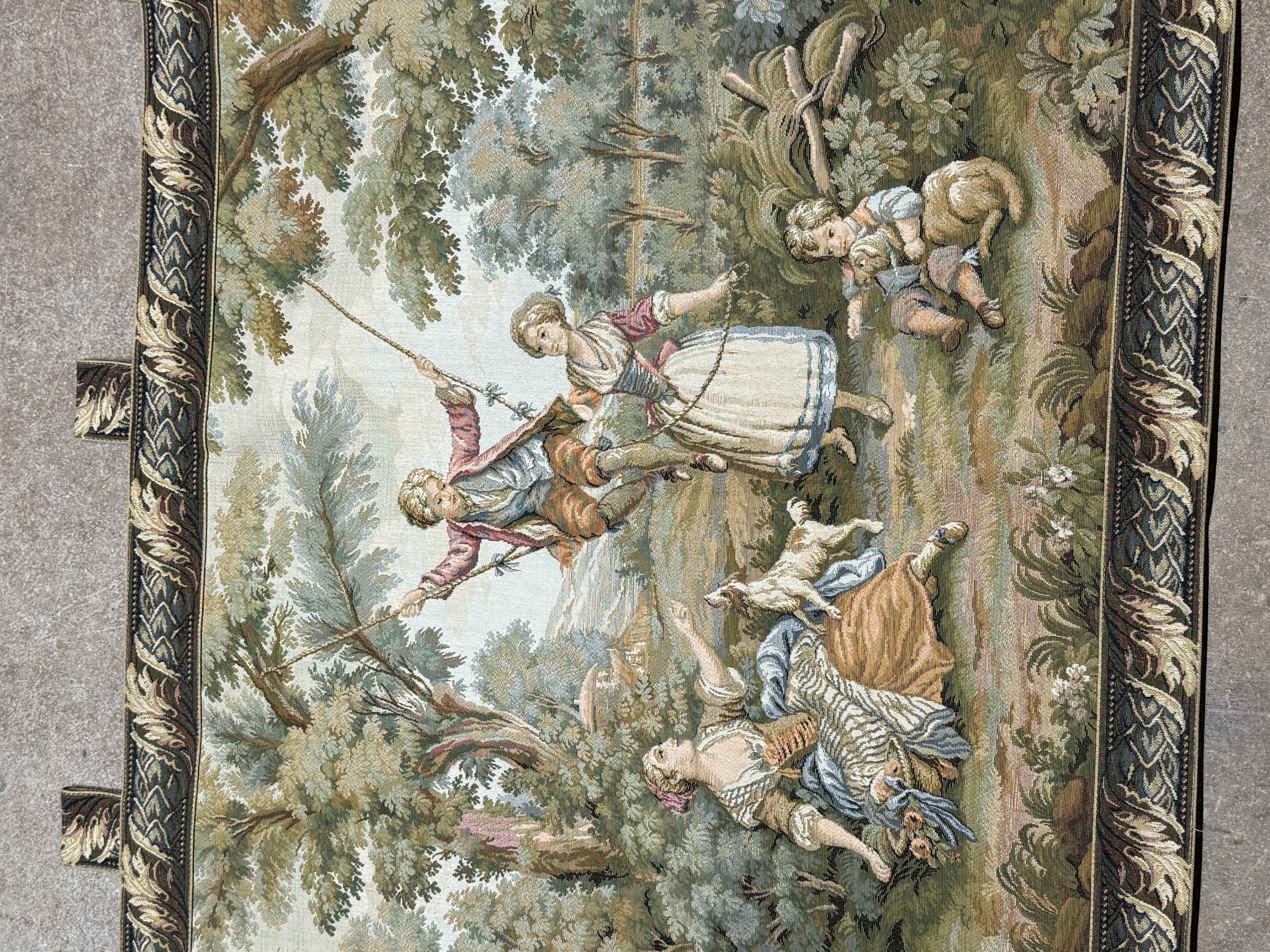 Large Vintage French Style Jacquard Wall Tapestry with Pastoral Scene