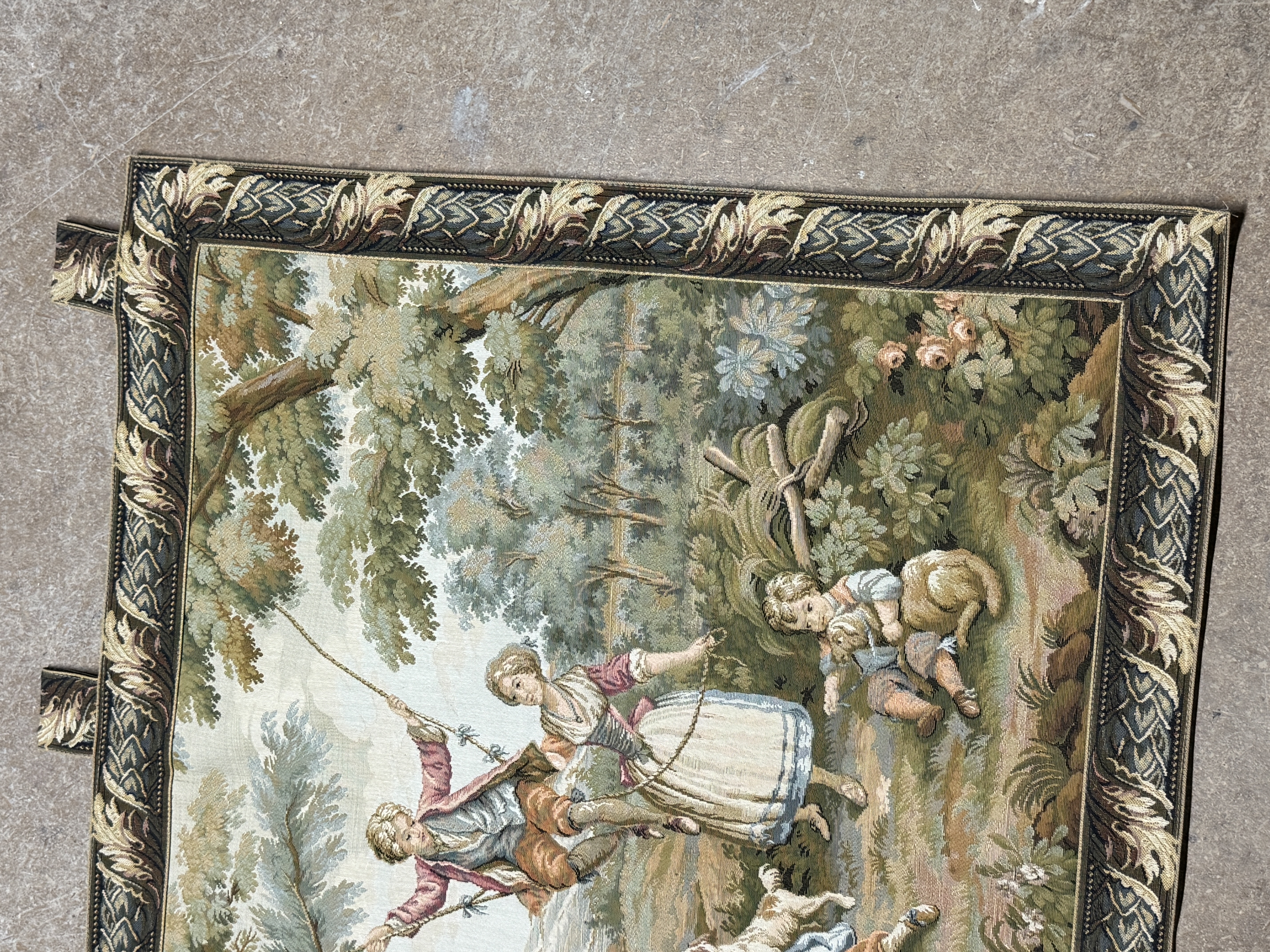Large Vintage French Style Jacquard Wall Tapestry with Pastoral Scene