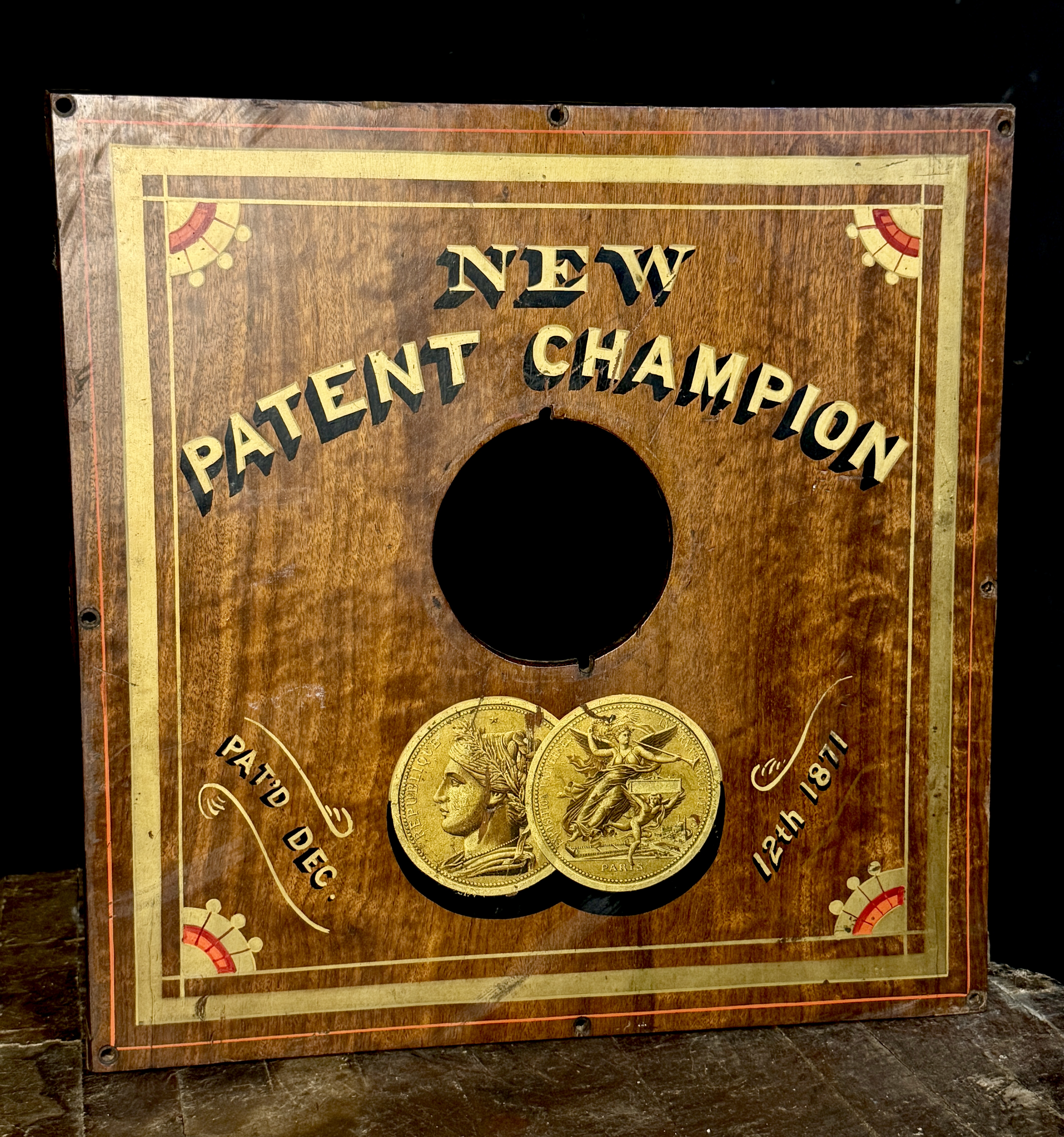 Late 19th Century Herring's Patent Champion Safe Painted Wood Back Panel