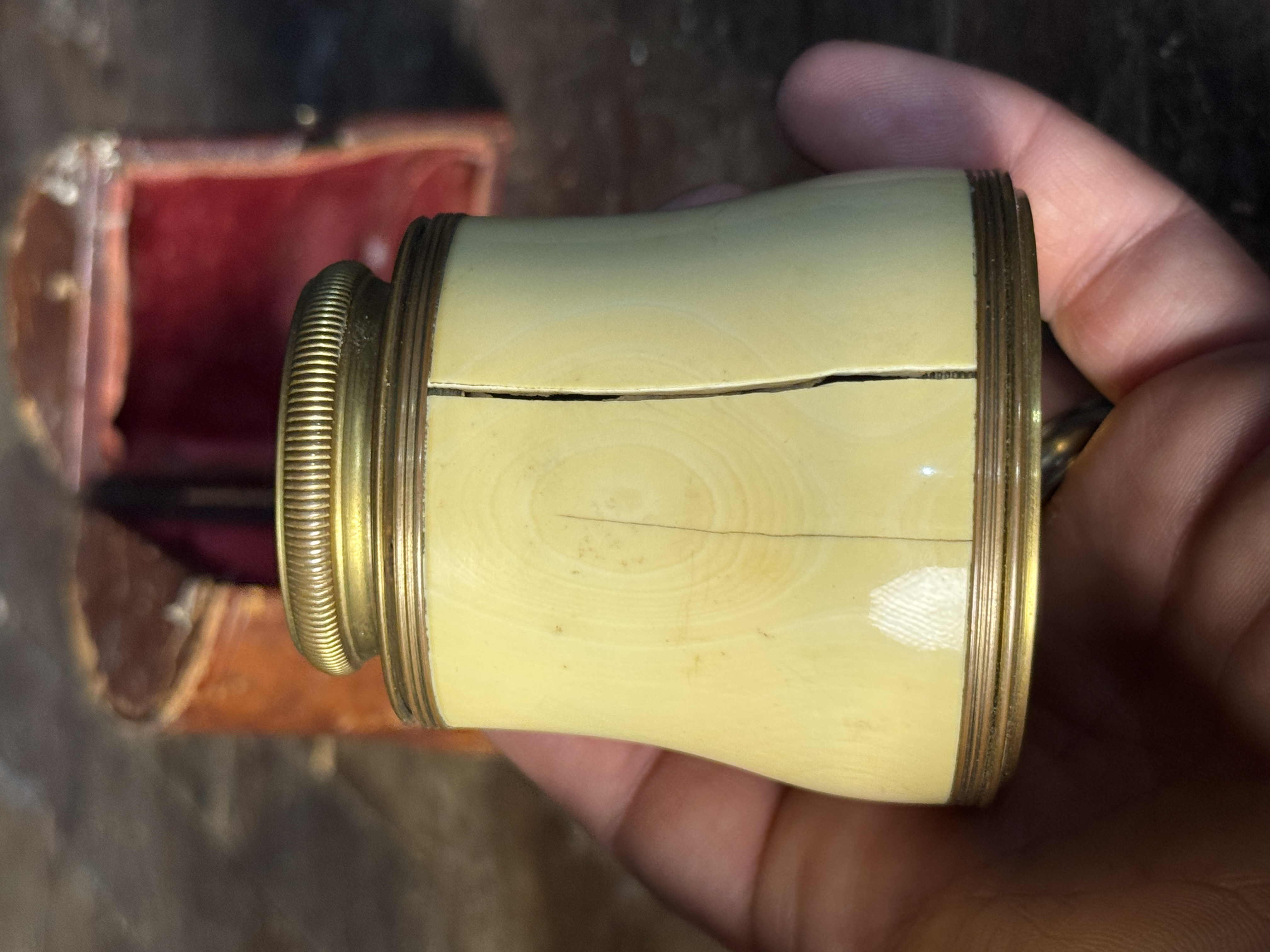 A 19th-Century Brass and Clad Monocular Theater Glass with Original Case