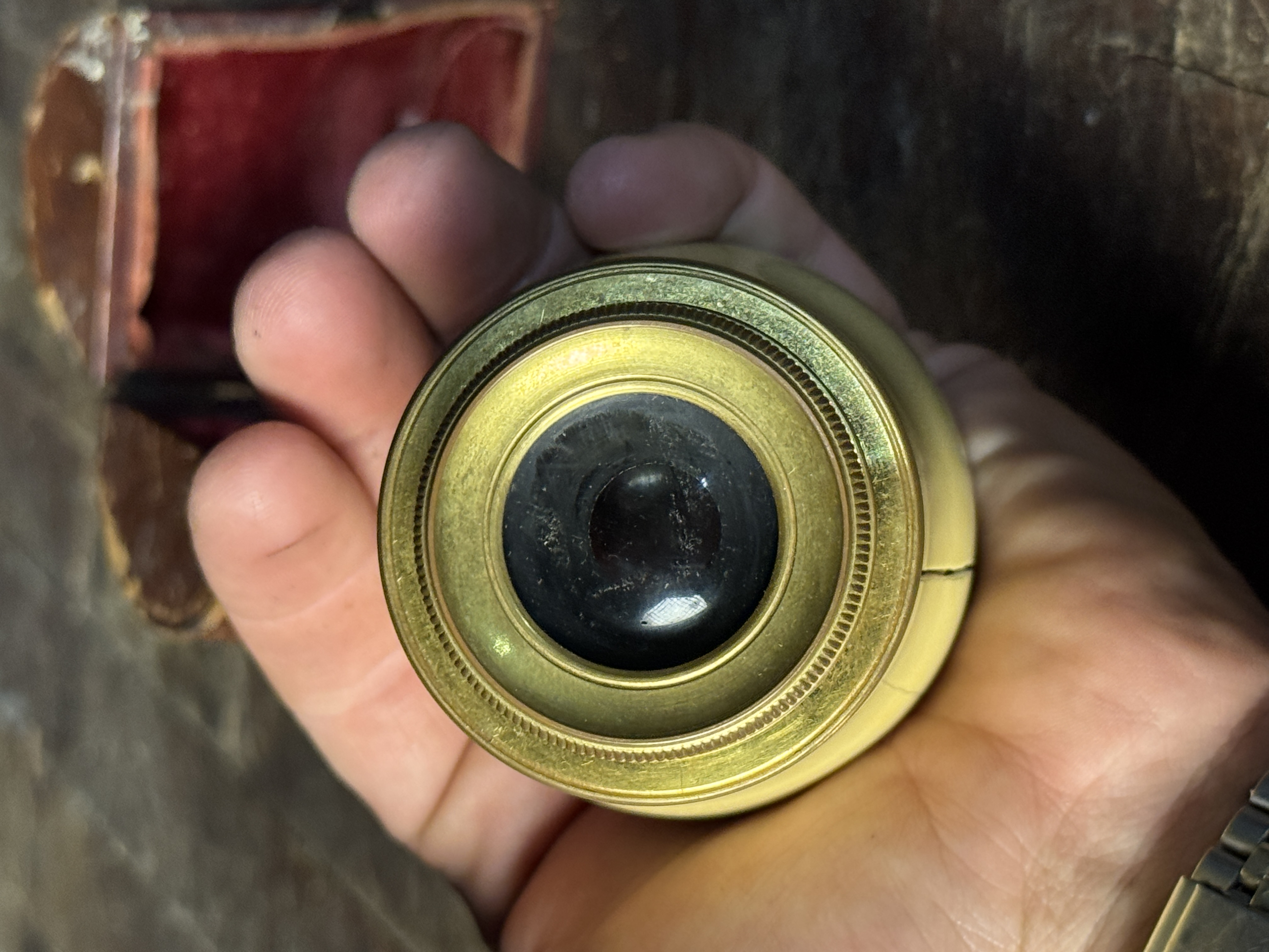 A 19th-Century Brass and Clad Monocular Theater Glass with Original Case