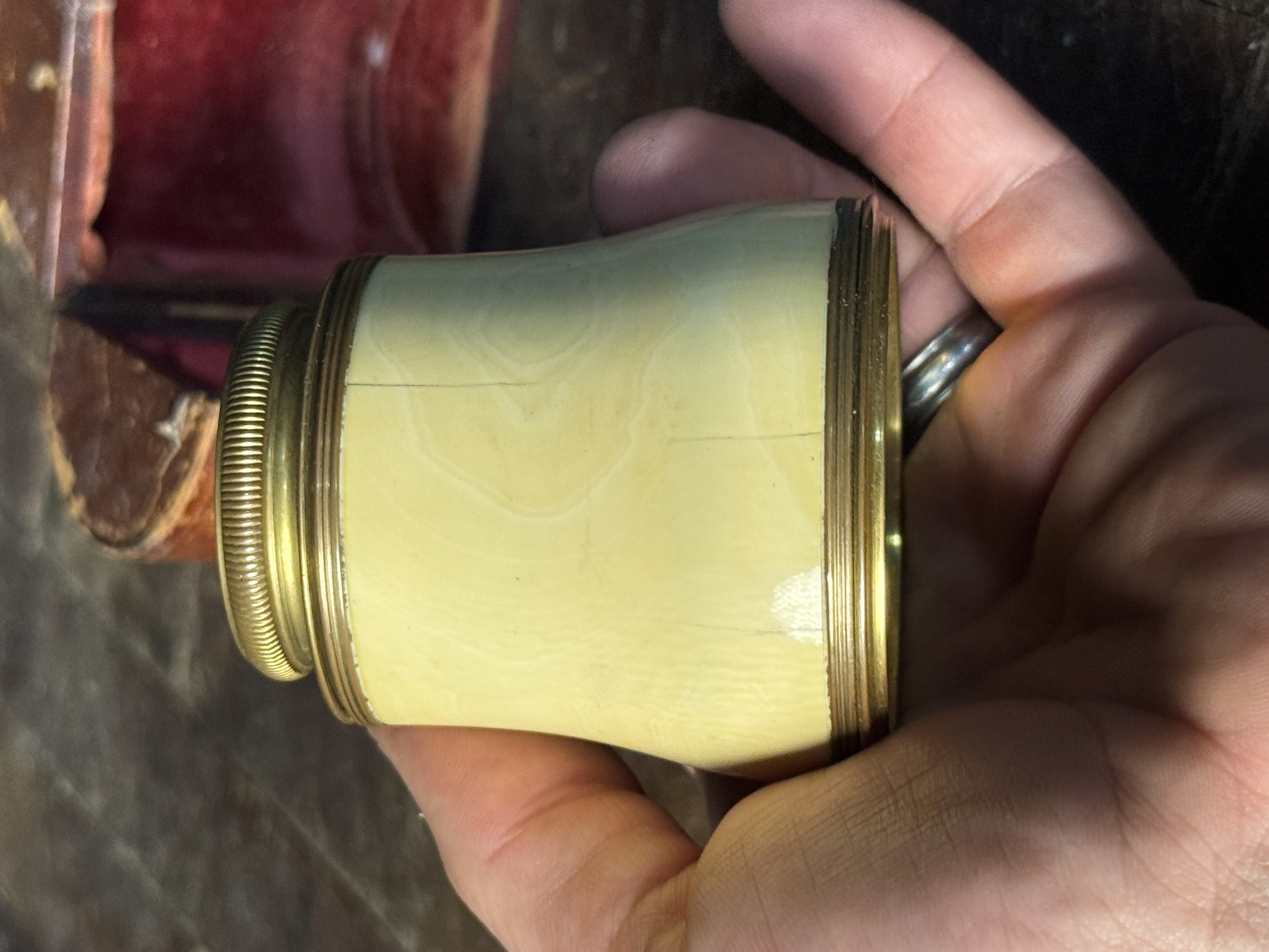 A 19th-Century Brass and Clad Monocular Theater Glass with Original Case