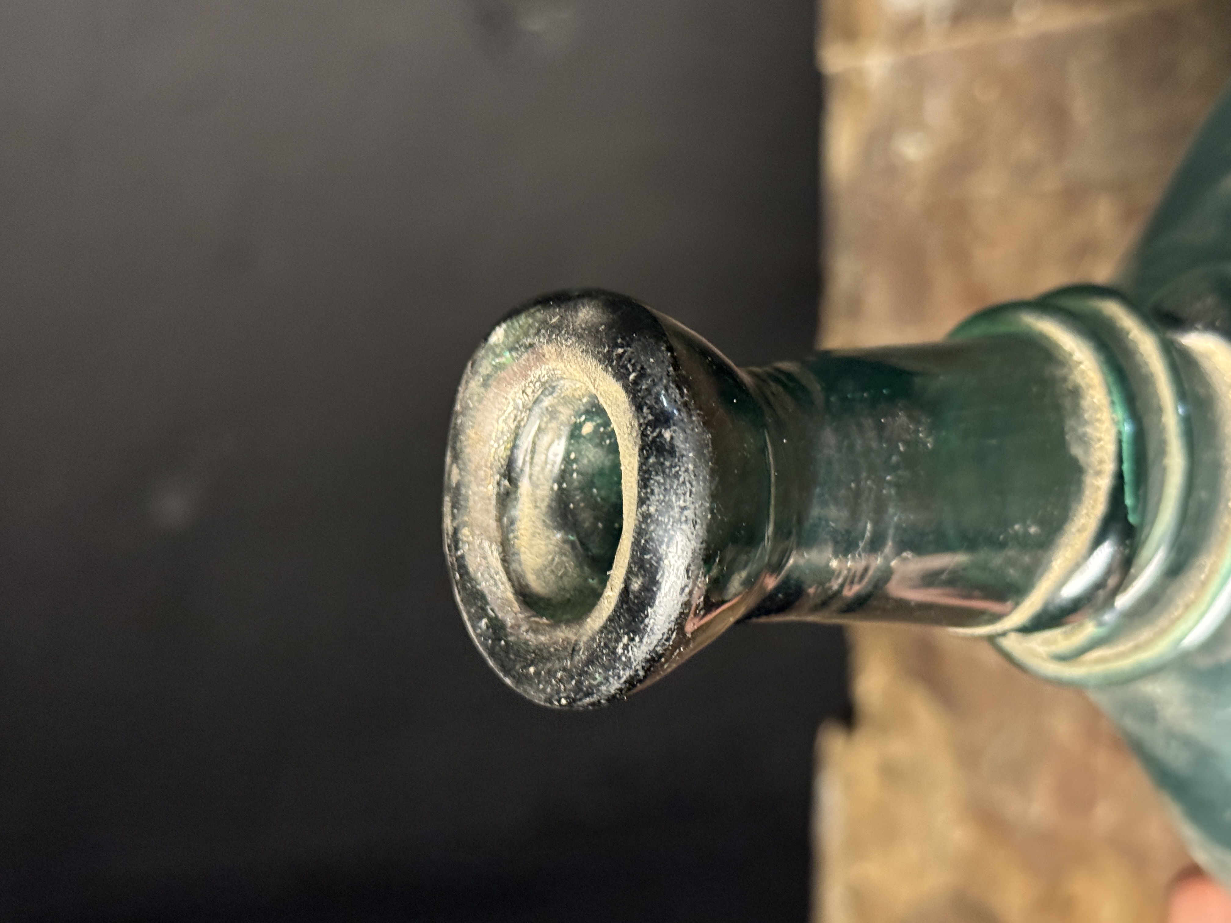 Antique 18th Century Persian Zand Dynasty Hand Blown Green Glass Saddle Flask