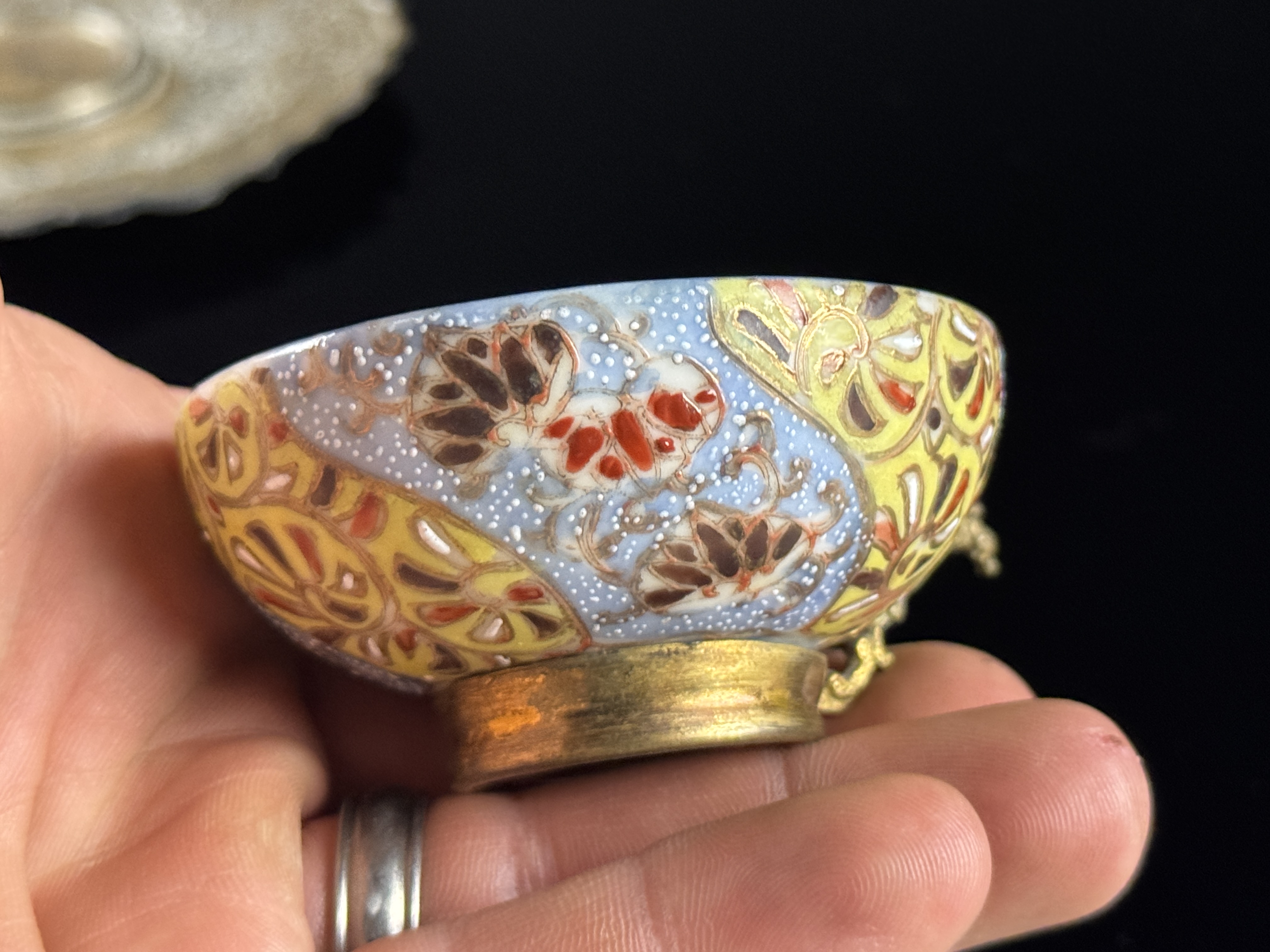 Ottoman Silver-Mounted Japanese Porcelain Coffee Cup and Saucer with Sultan Abdulhamid II Tughra