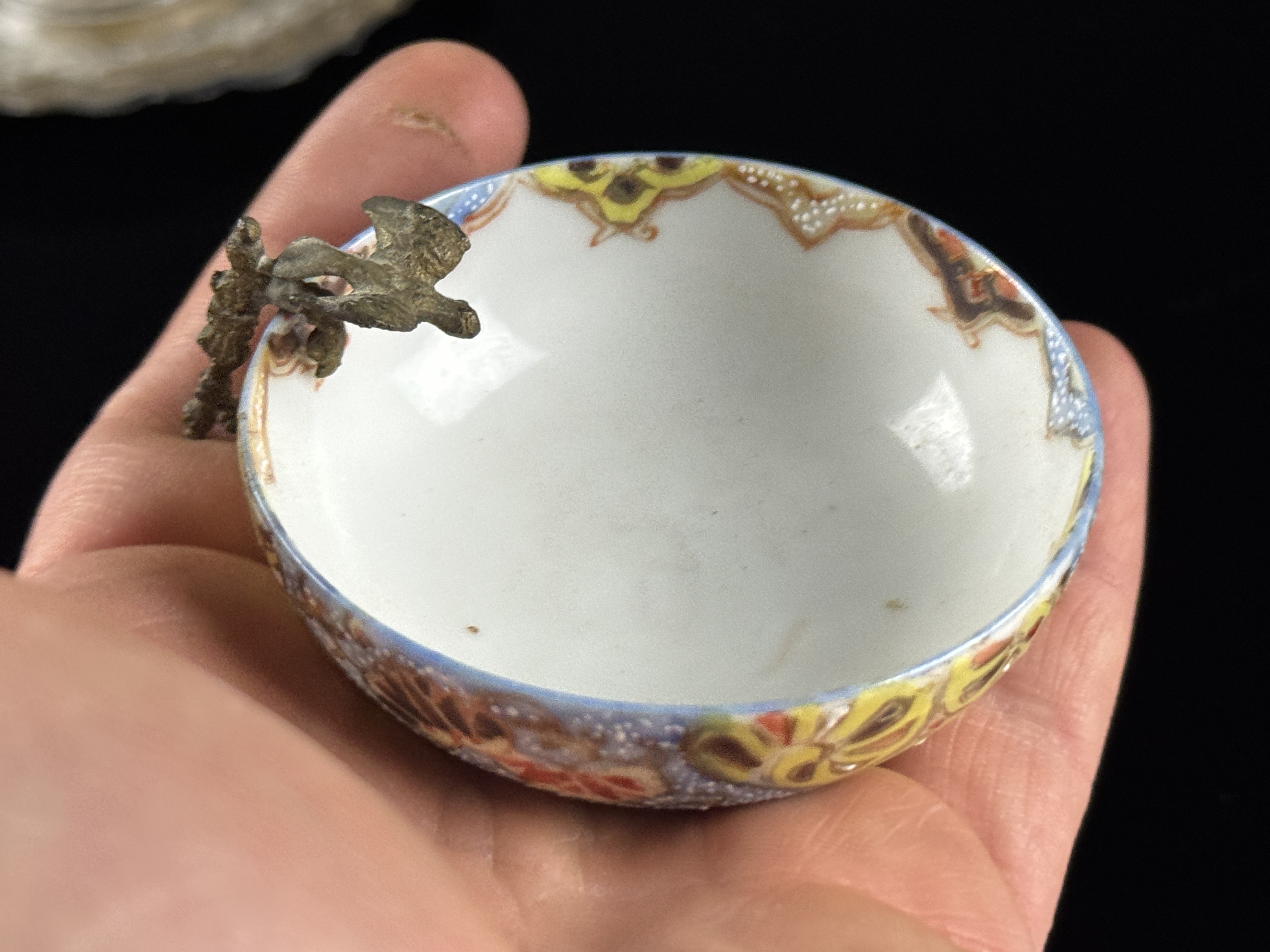 Ottoman Silver-Mounted Japanese Porcelain Coffee Cup and Saucer with Sultan Abdulhamid II Tughra