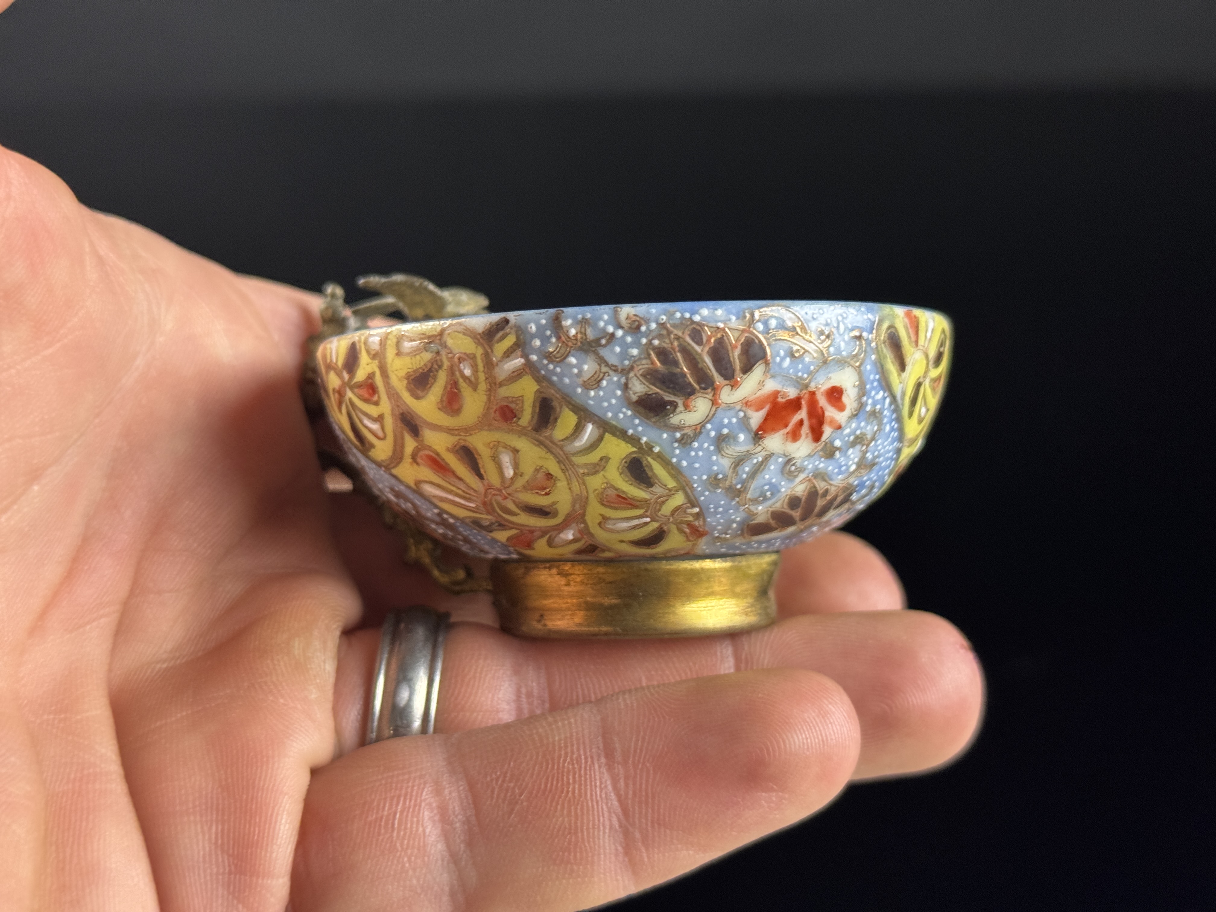 Ottoman Silver-Mounted Japanese Porcelain Coffee Cup and Saucer with Sultan Abdulhamid II Tughra