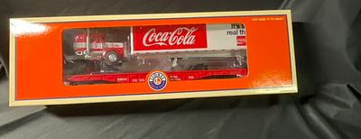 Lionel 6-26641 O Gauge Coca-Cola Flatcar with Tractor and Trailer. This model train set produced 