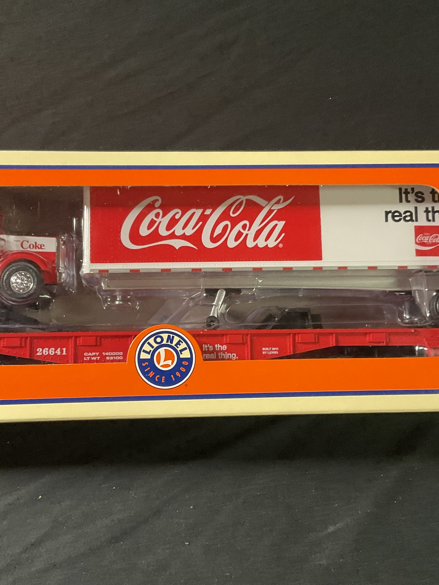 Lionel 6-26641 O Gauge Coca-Cola Flatcar with Tractor and Trailer