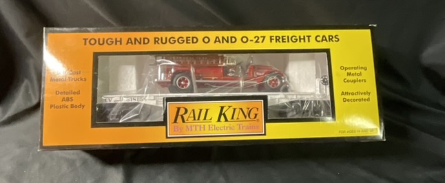 RailKing by MTH Electric Trains Lehigh Valley Flatcar with 1932 Buffalo Type 50 Fire Truck Item 30-76314