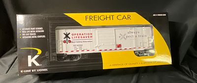 K-Line by Lionel Operation Lifesaver Boxcar with Flashing Lights 6-22562. This is an O-gauge 