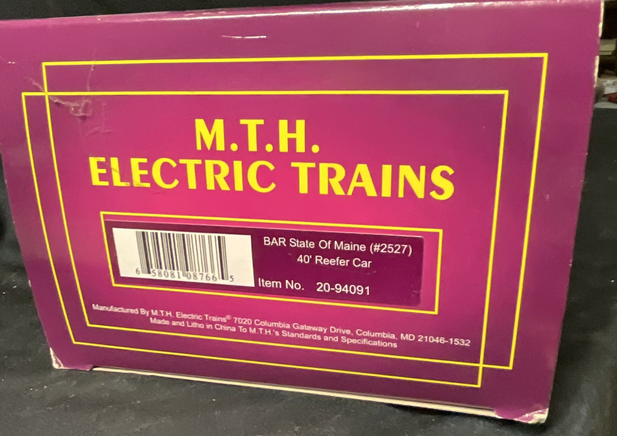 M.T.H. Electric Trains O Scale Bangor and Aroostook State of Maine Reefer Car 20-94091