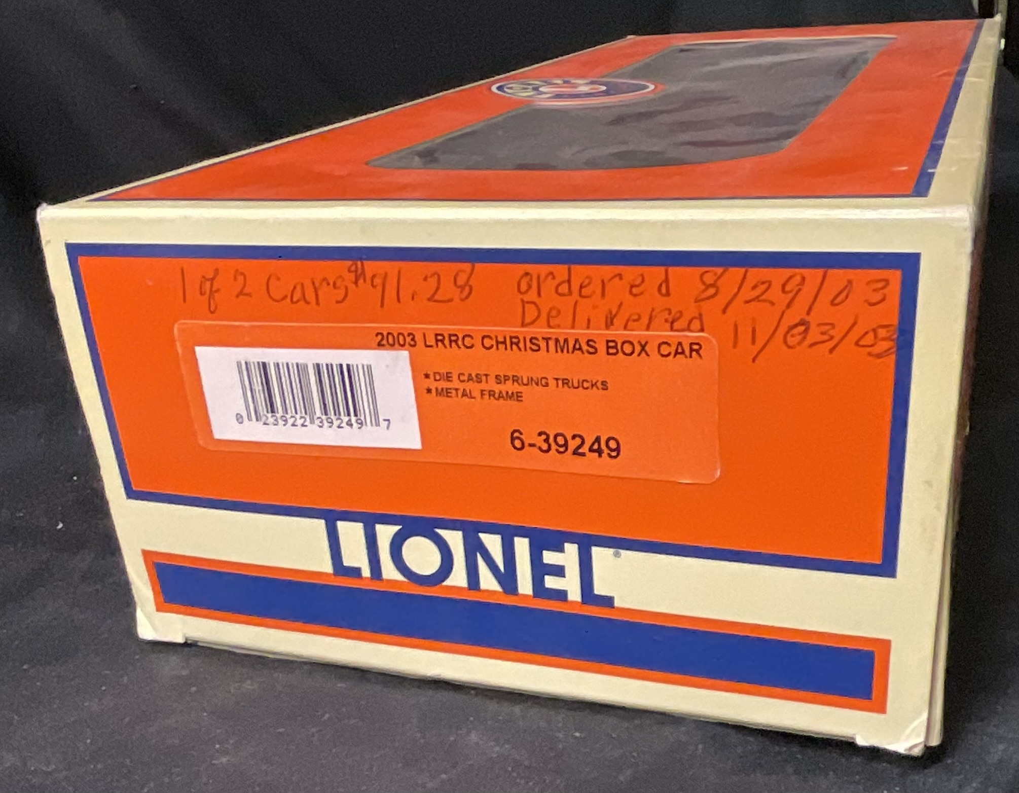 Lionel O Gauge 2003 LRRC Christmas Box Car