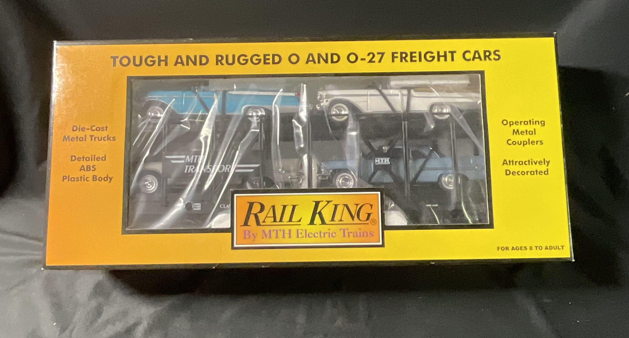 MTH RailKing 30-7676 Double Deck Auto Carrier with ERTL Automobiles