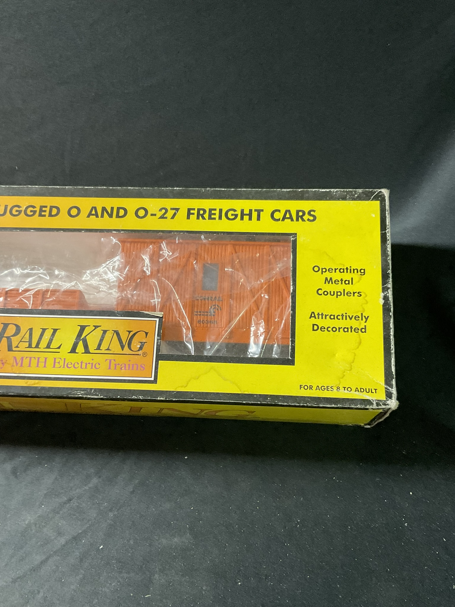 A Pair of RailKing by MTH Electric Trains O Gauge Conrail Crane Tender Cars