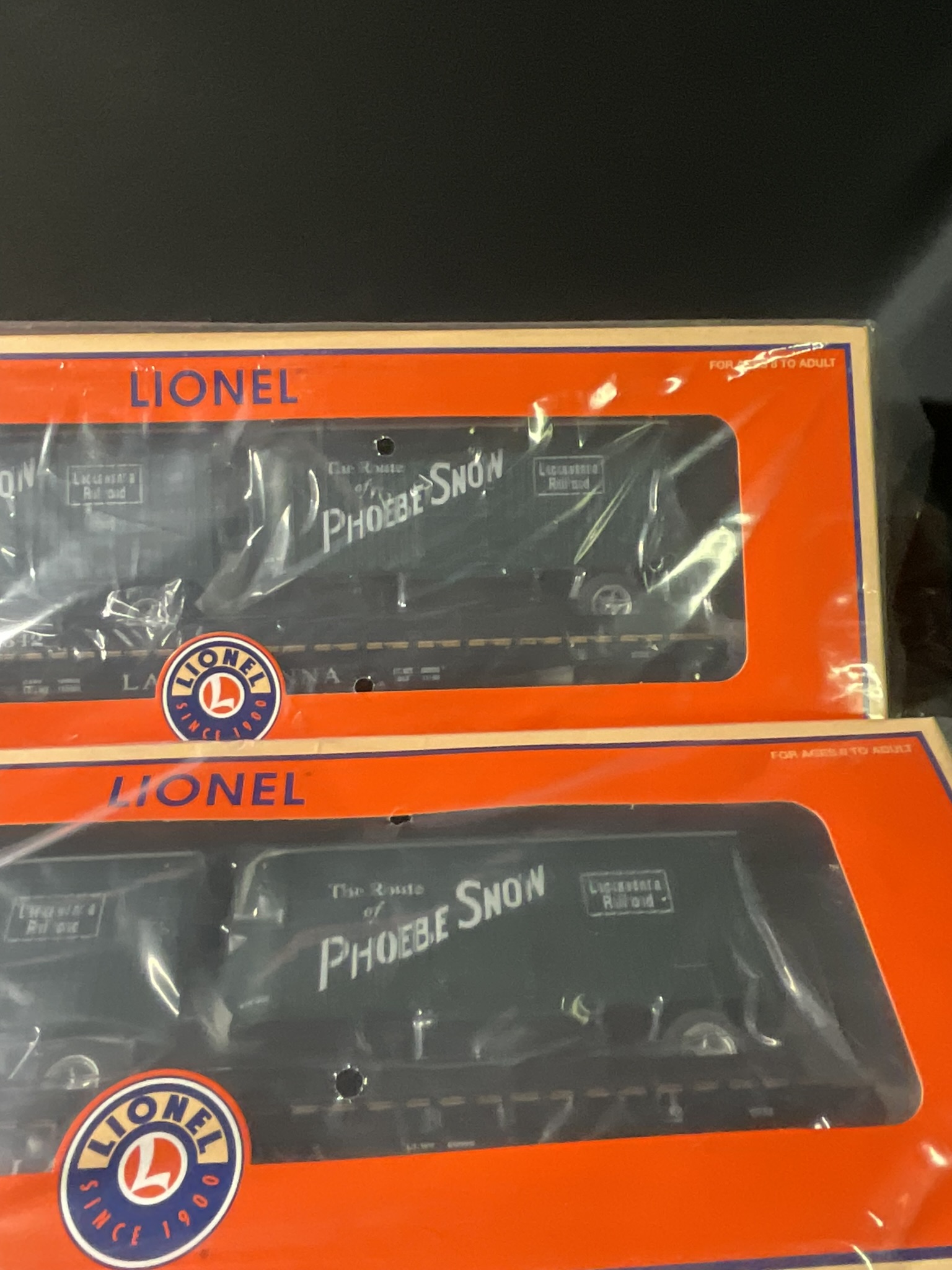 A Pair of Lionel O-Gauge Lackawanna PS-4 Flatcars with Phoebe Snow Piggyback Trailers