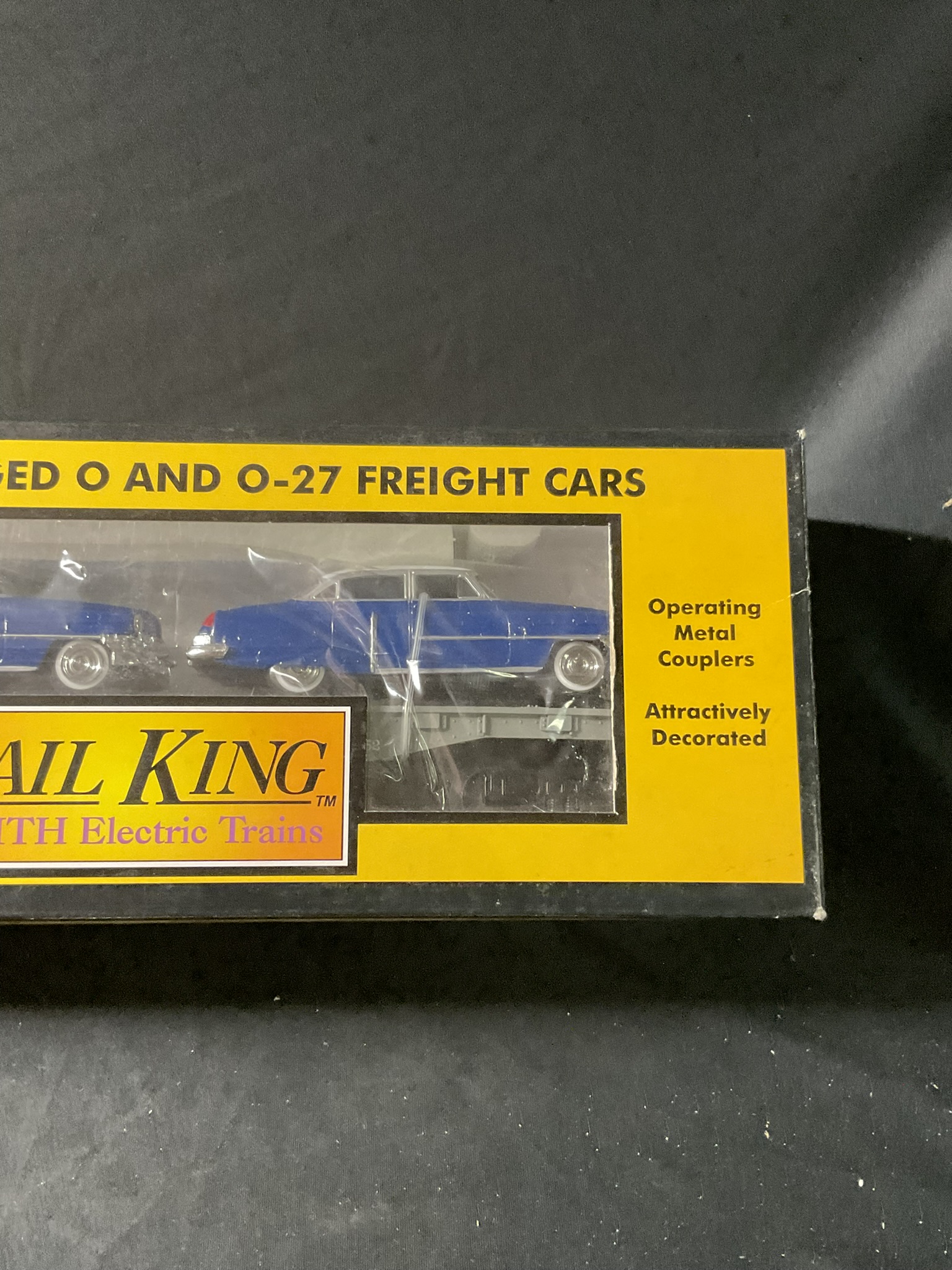 MTH RailKing RK-7607L O Gauge MTH Lines Flat Car with A Pair of Ertl 1952 Cadillacs