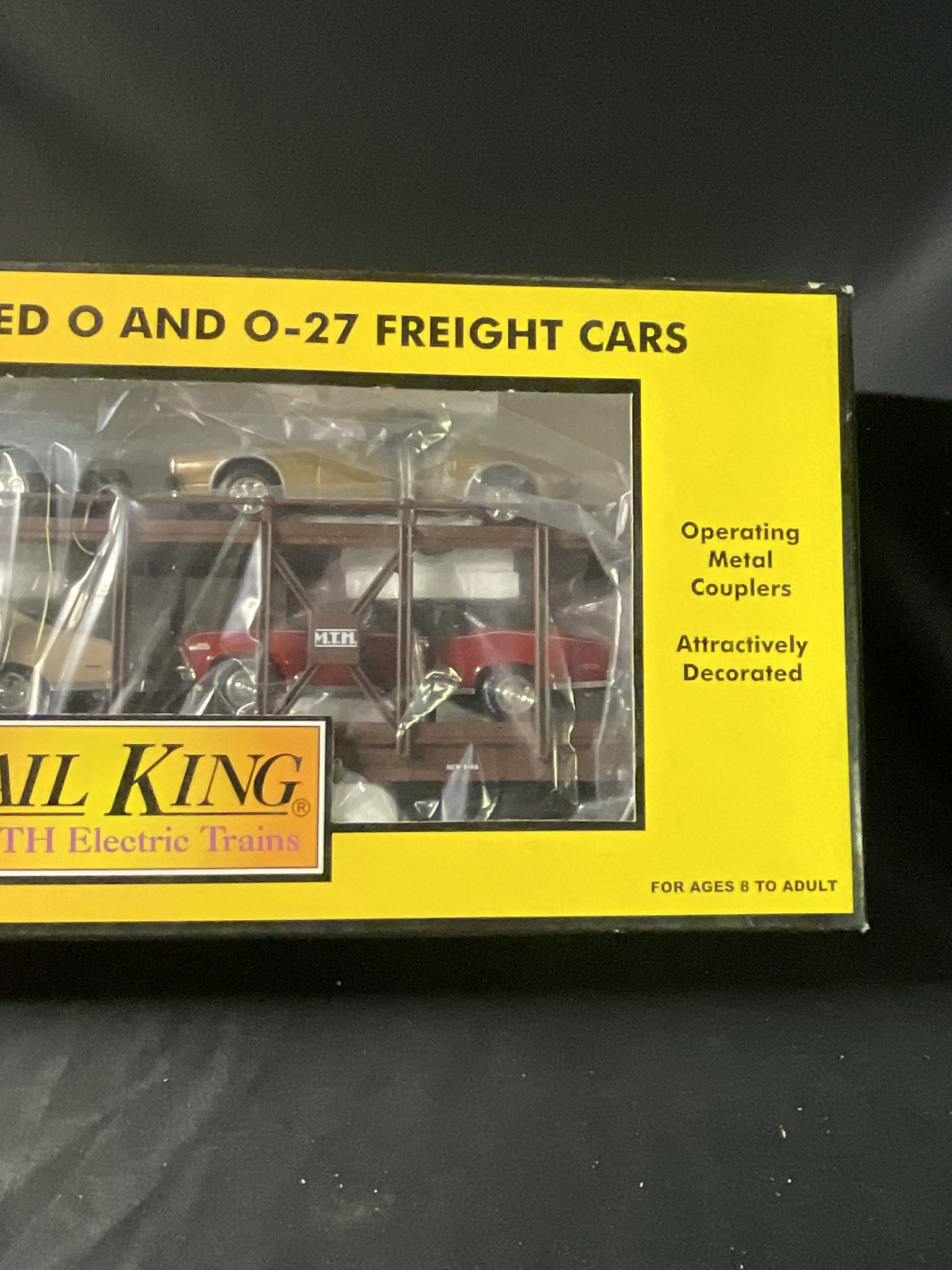 Rail King By MTH Electric Trains O Gauge Auto Transport Set with Four Die-Cast Automobiles 30-7638