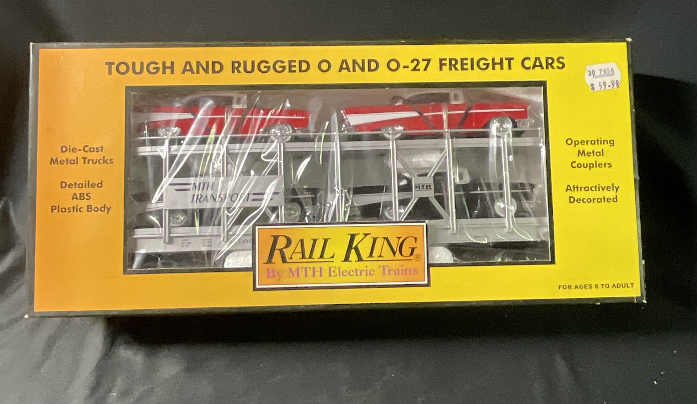 RailKing by MTH Electric Trains O-Gauge Auto Transport with Ertl 1957 Chevrolets