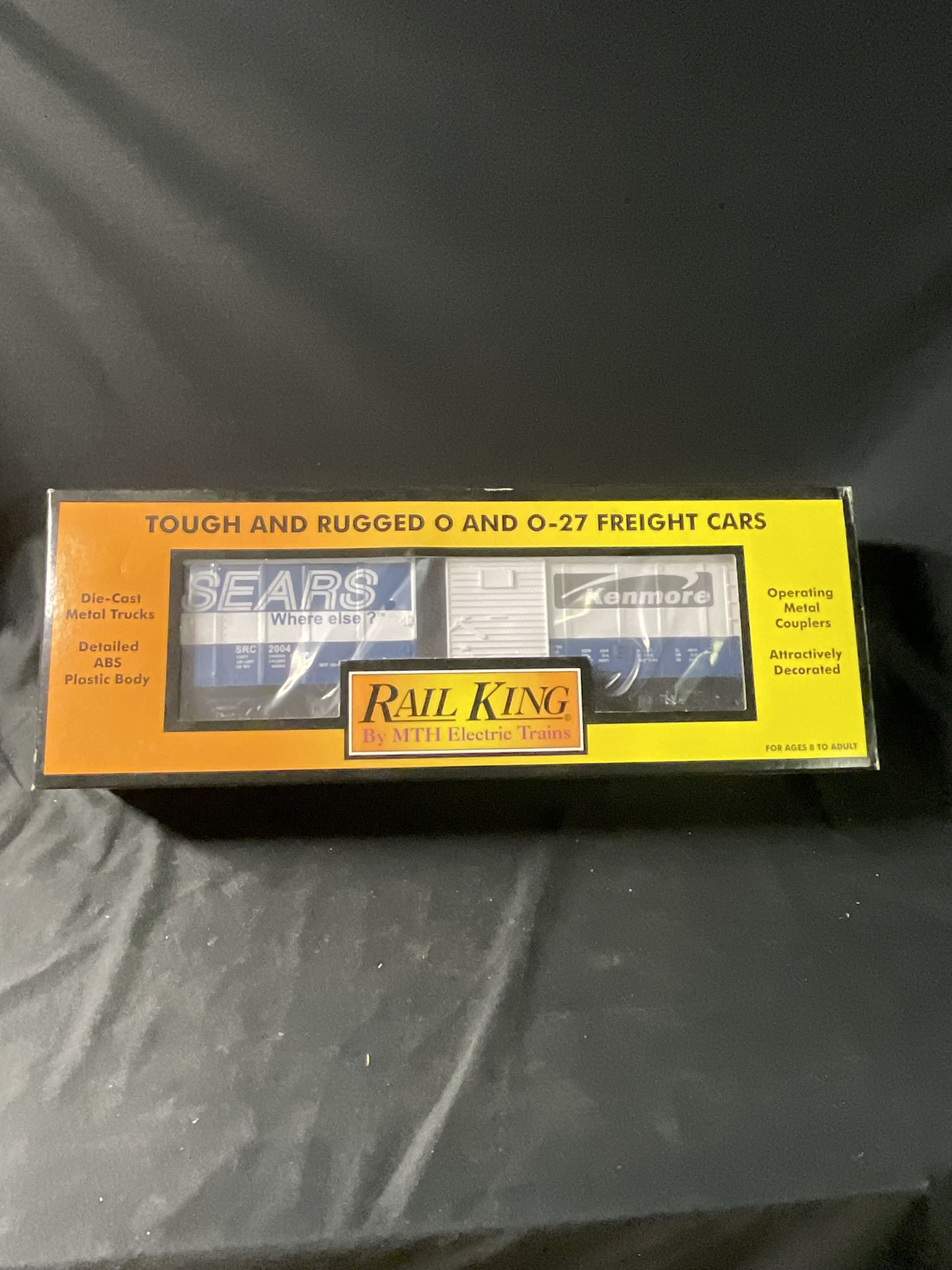 A Pair of RailKing by MTH Electric Trains Sears and Kenmore O Gauge Boxcars
