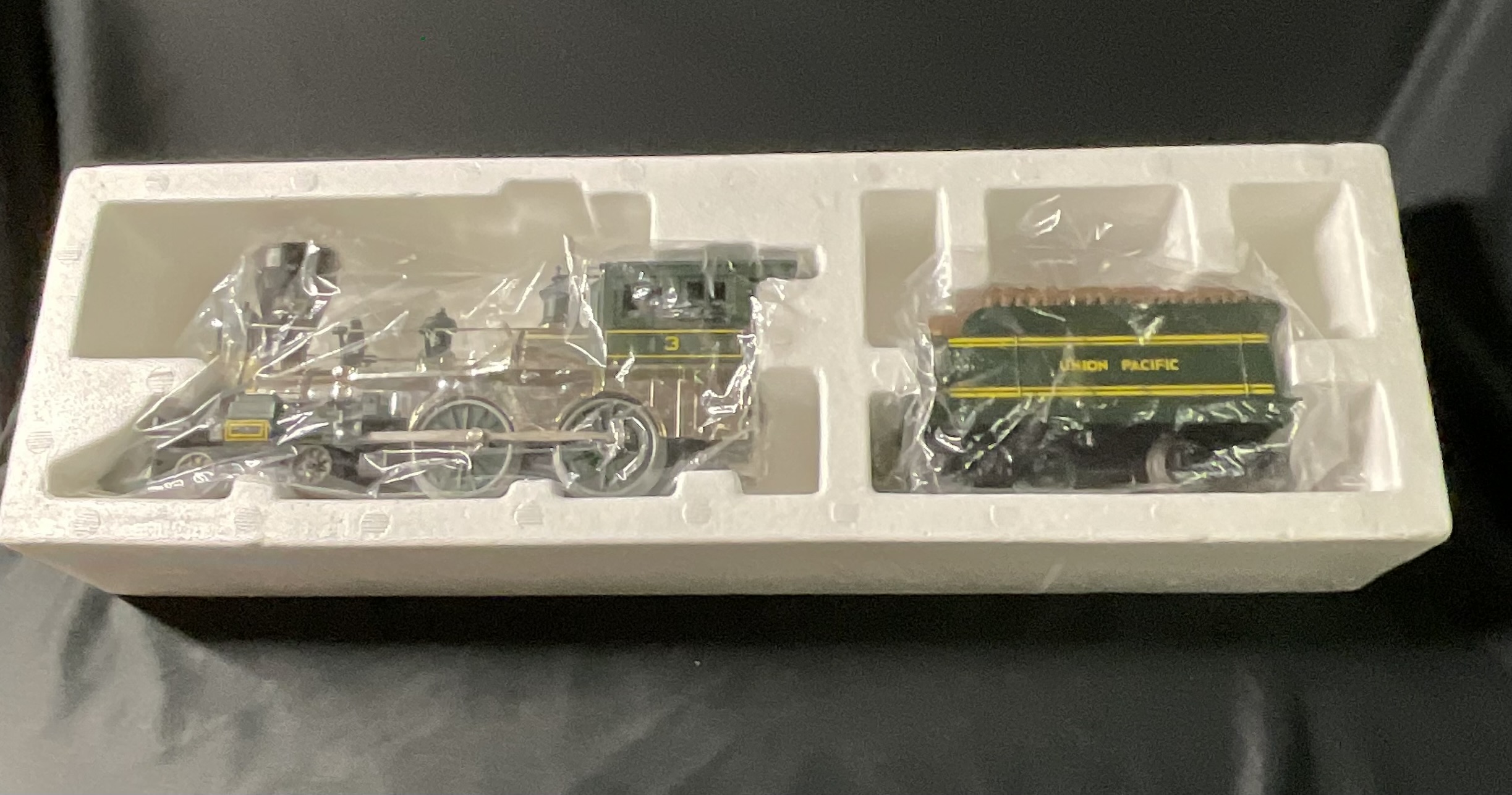 A Pair of Union Pacific 4-4-0 General Type Steam Locomotive and Tender Models