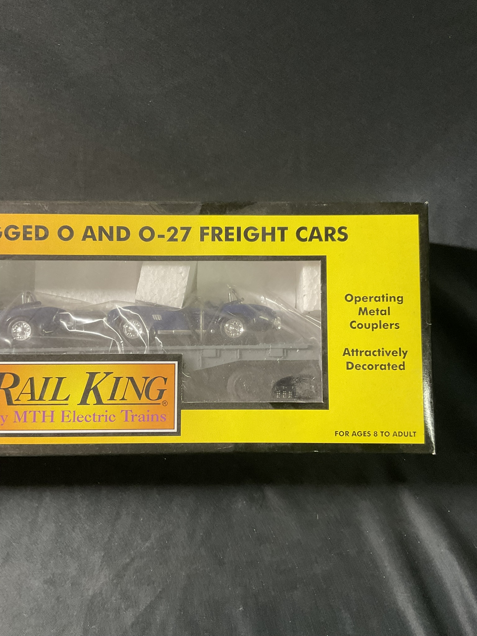 MTH Rail King O Gauge Auto Transport Flatcar with Ertl 1965 Shelby Cobras 30-7660