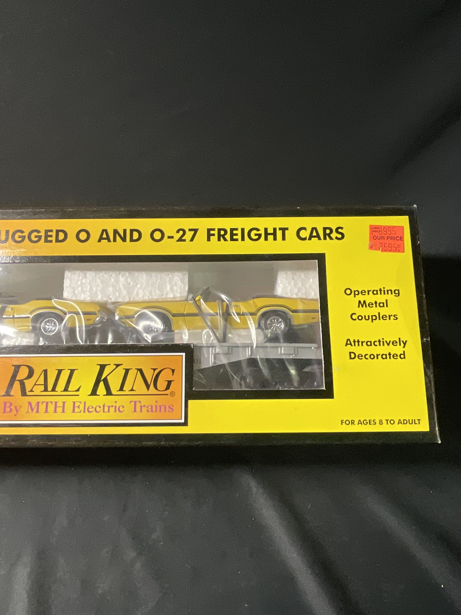 MTH RailKing Auto Transportation Flatcar with A Pair of Ertl 1970 Oldsmobile 442 Cars