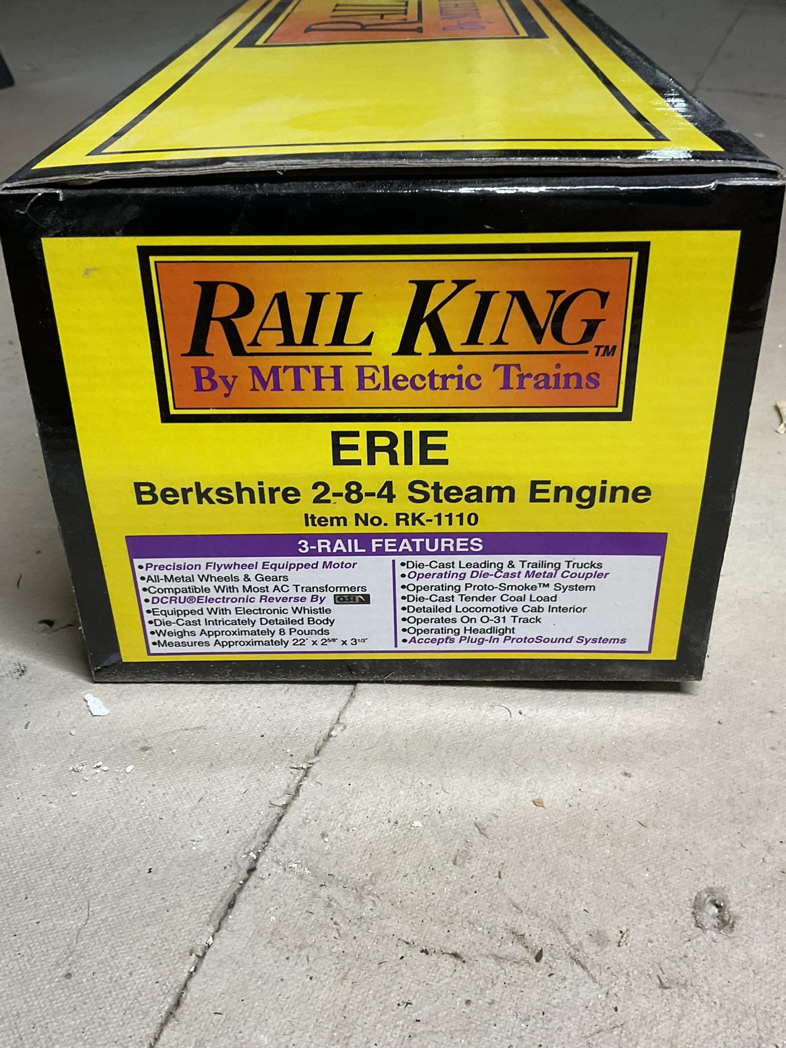 MTH Rail King Erie Berkshire 2-8-4 Steam Locomotive and Tender RK-1110