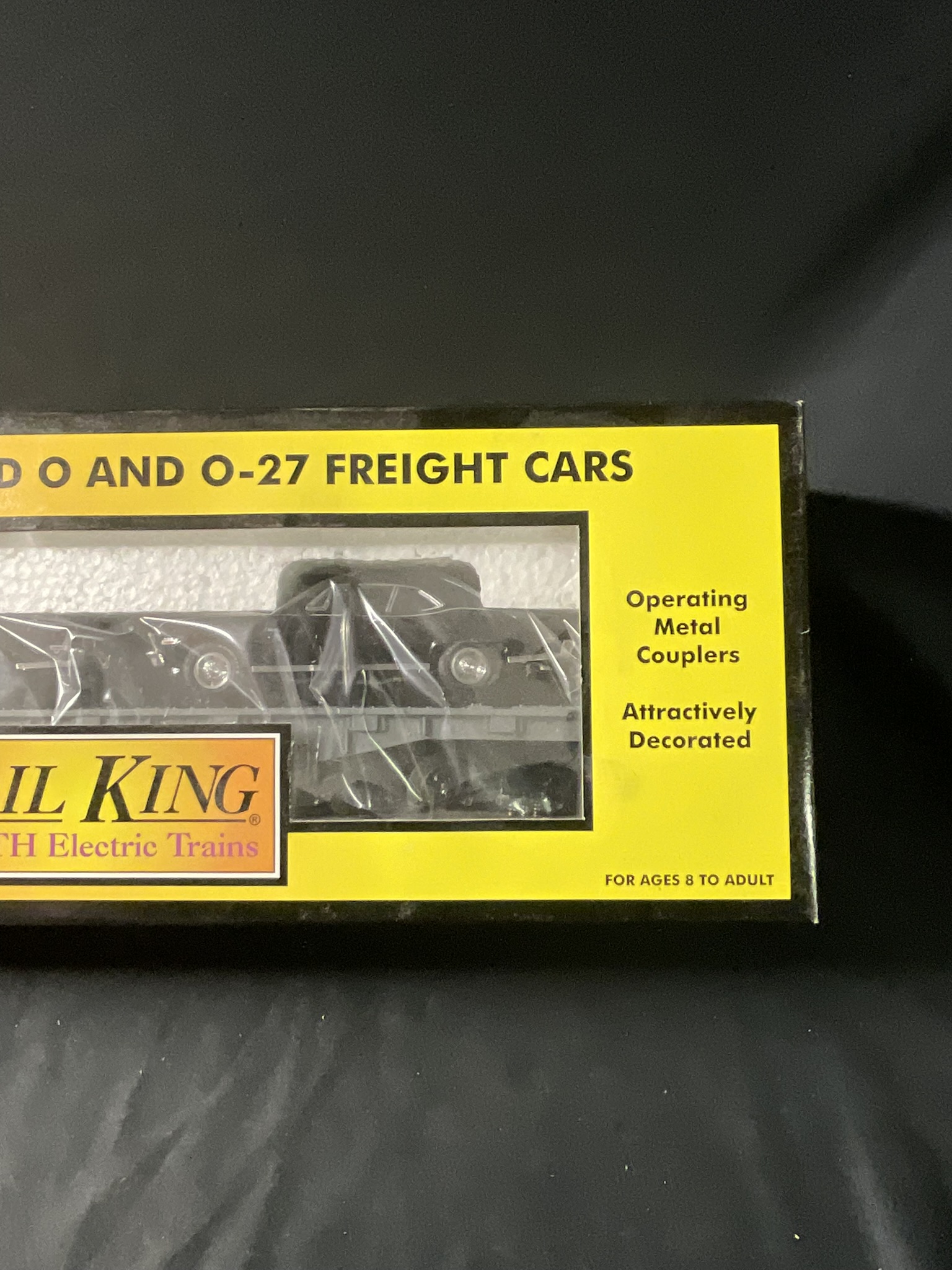 RailKing by MTH Electric Trains O Gauge Auto Transport Flatcar with Ertl 1970 Novas 30-7661