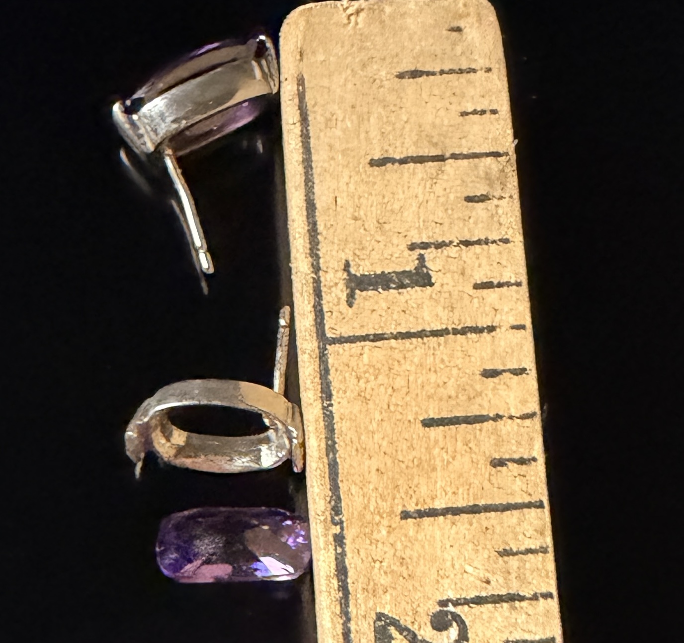 A Pair of Cushion-Cut Amethyst and Sterling Silver Stud Earrings