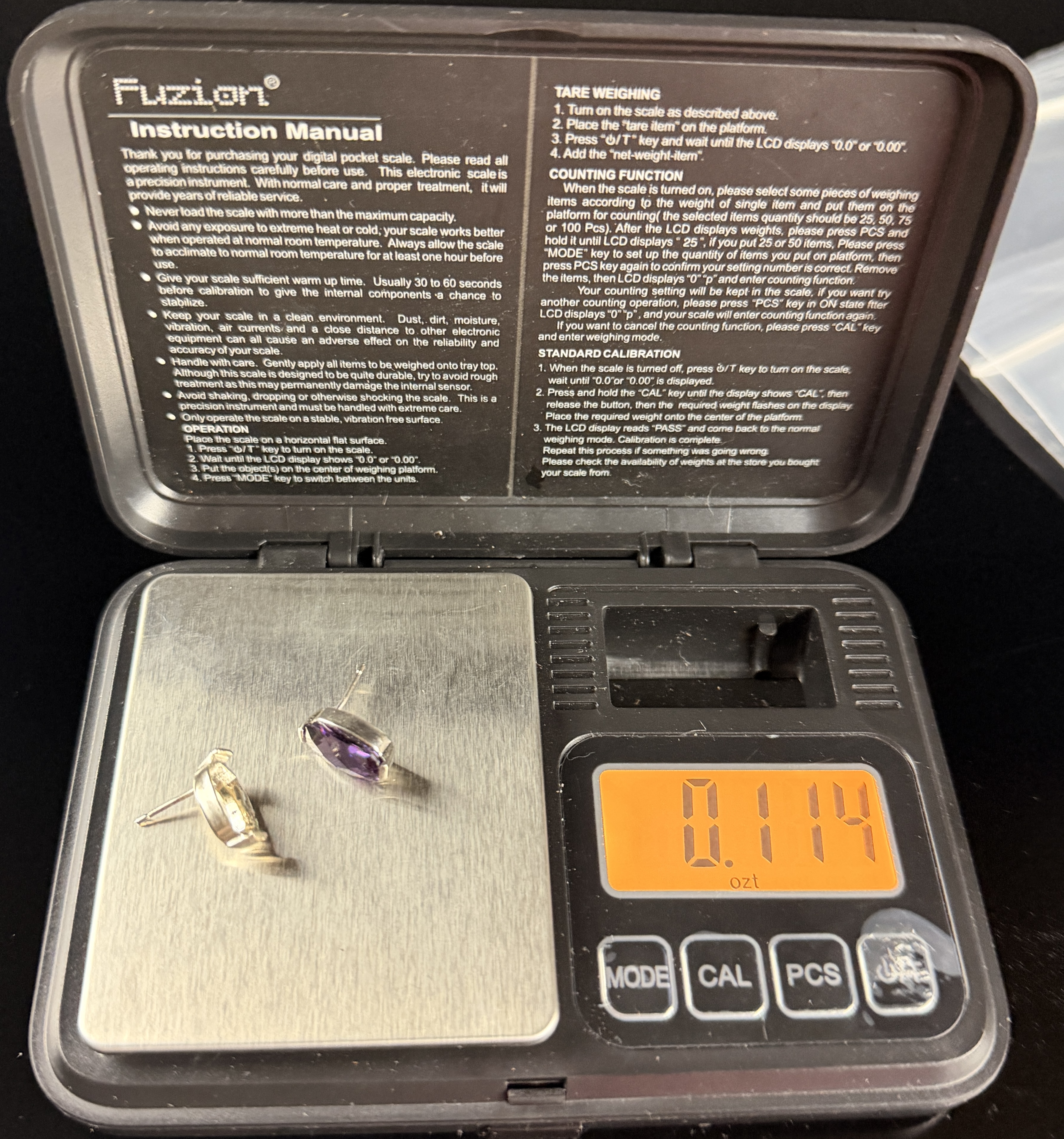A Pair of Cushion-Cut Amethyst and Sterling Silver Stud Earrings