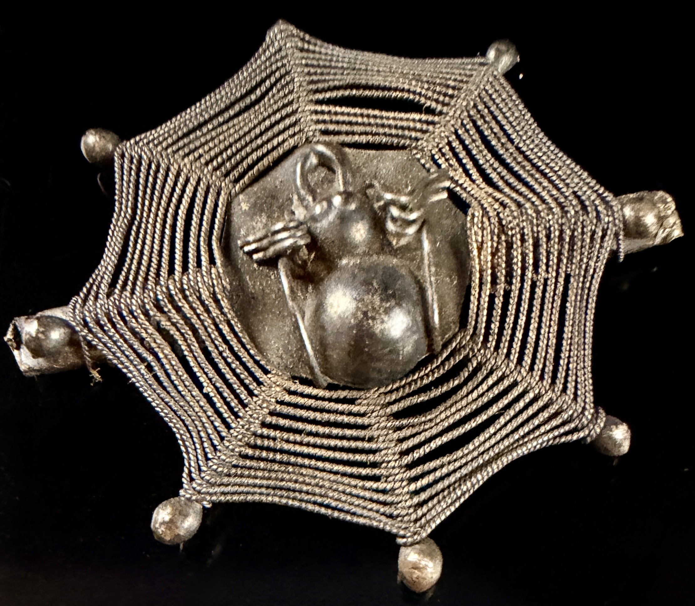 Vintage Silver-Toned Spider and Web Novelty Brooch