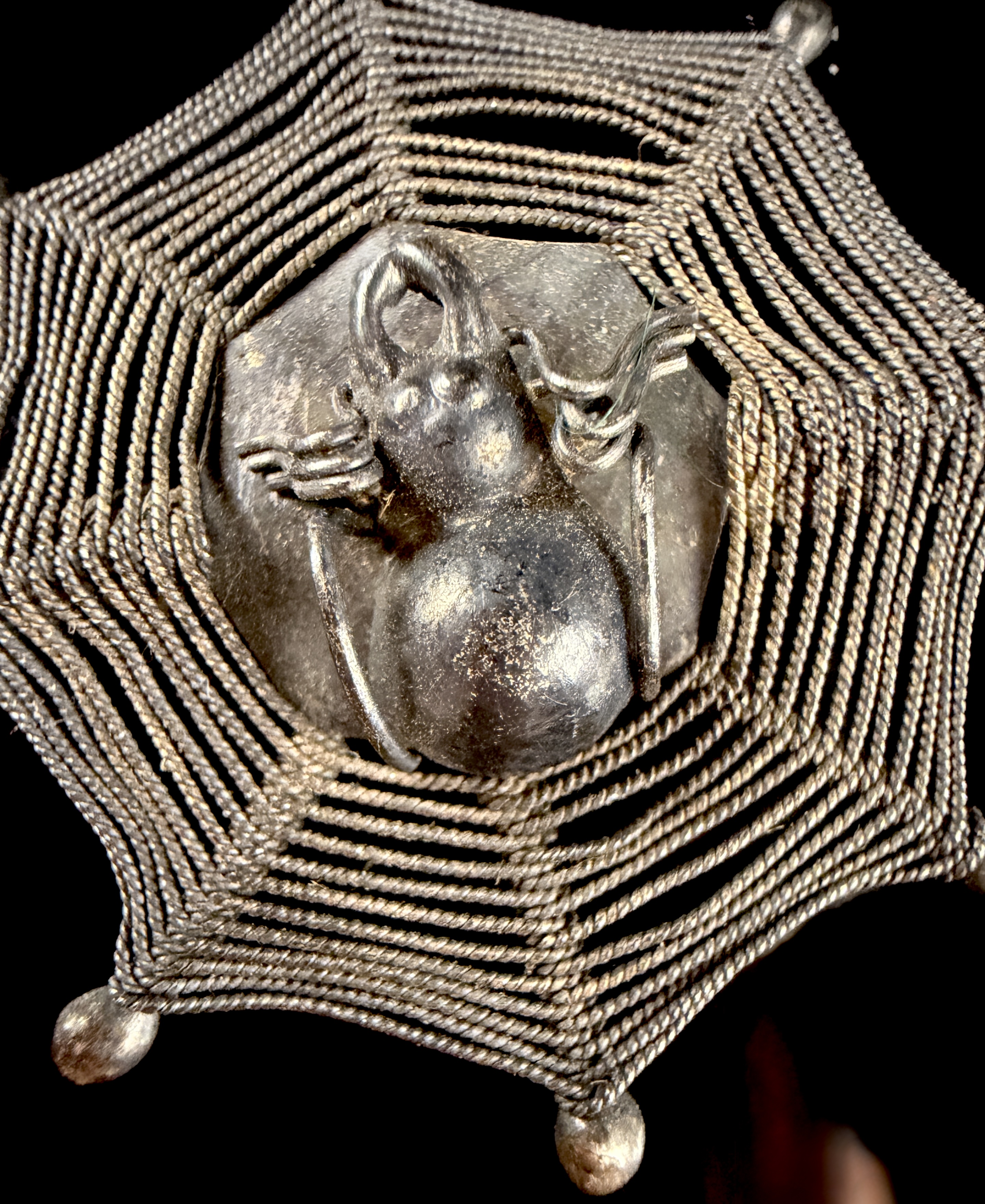 Vintage Silver-Toned Spider and Web Novelty Brooch