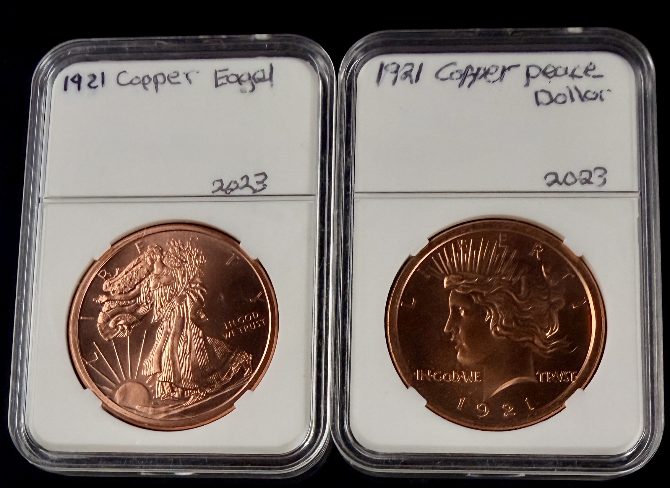A Pair of US .999 Fine 1 Ounce Copper Bullion Rounds