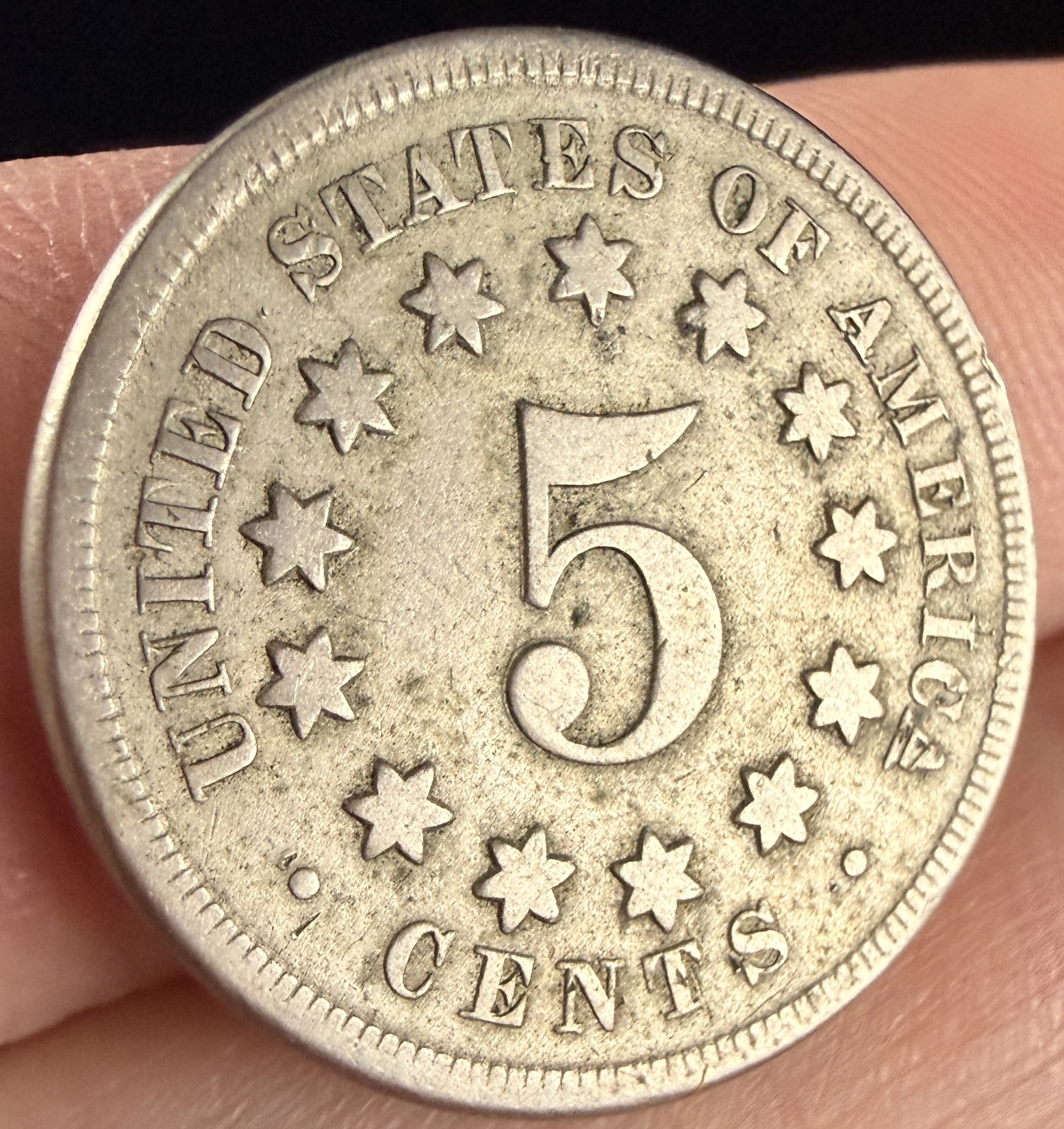 1868 US Shield Nickel, 5 Cents