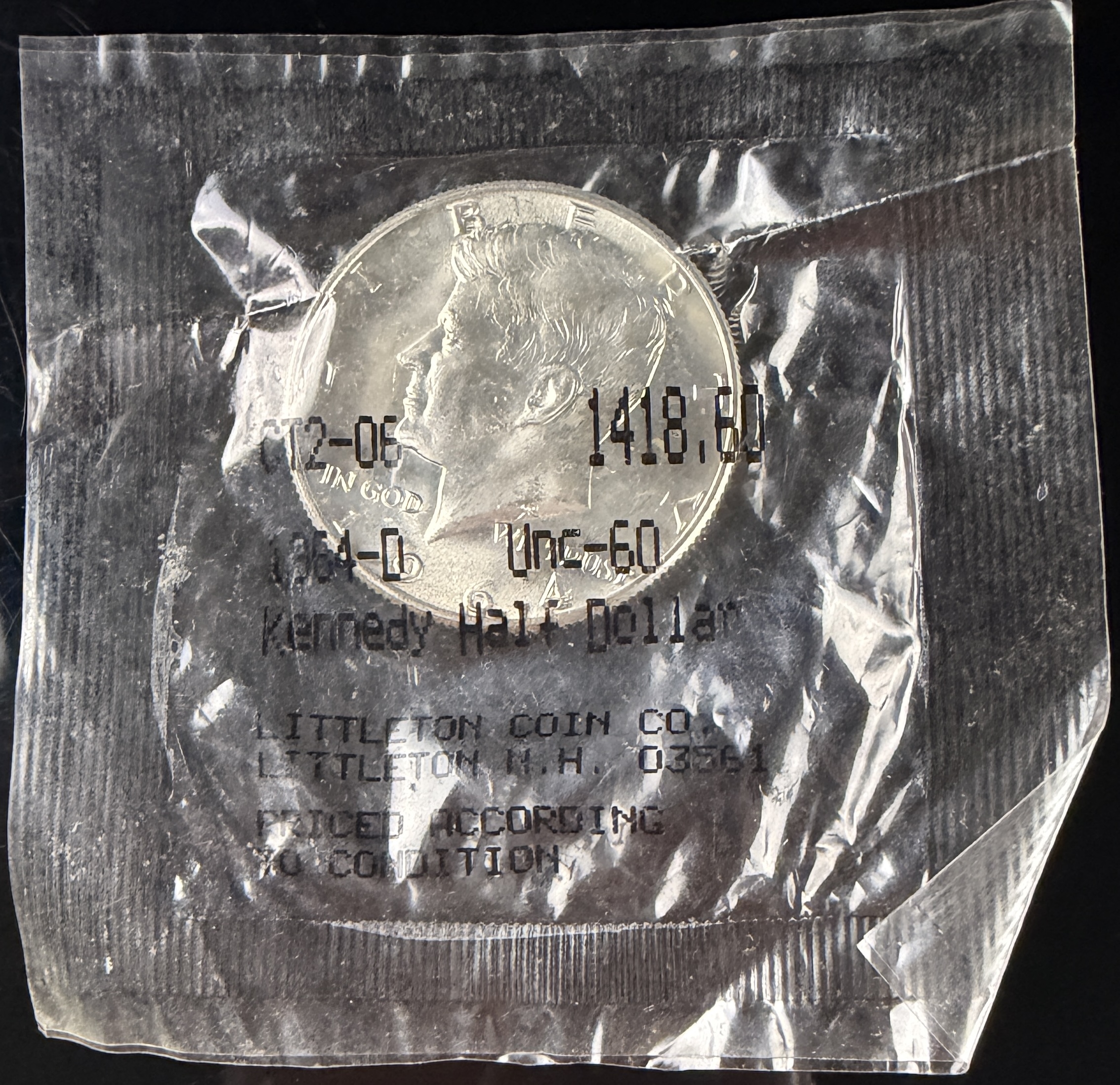 US 1964-D Kennedy Silver Half Dollar, Littleton Coin Co. Uncirculated