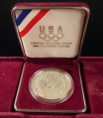 US 1988-S Olympic Commemorative Silver Dollar Proof. US 1988-S Olympic Commemorative Silver 