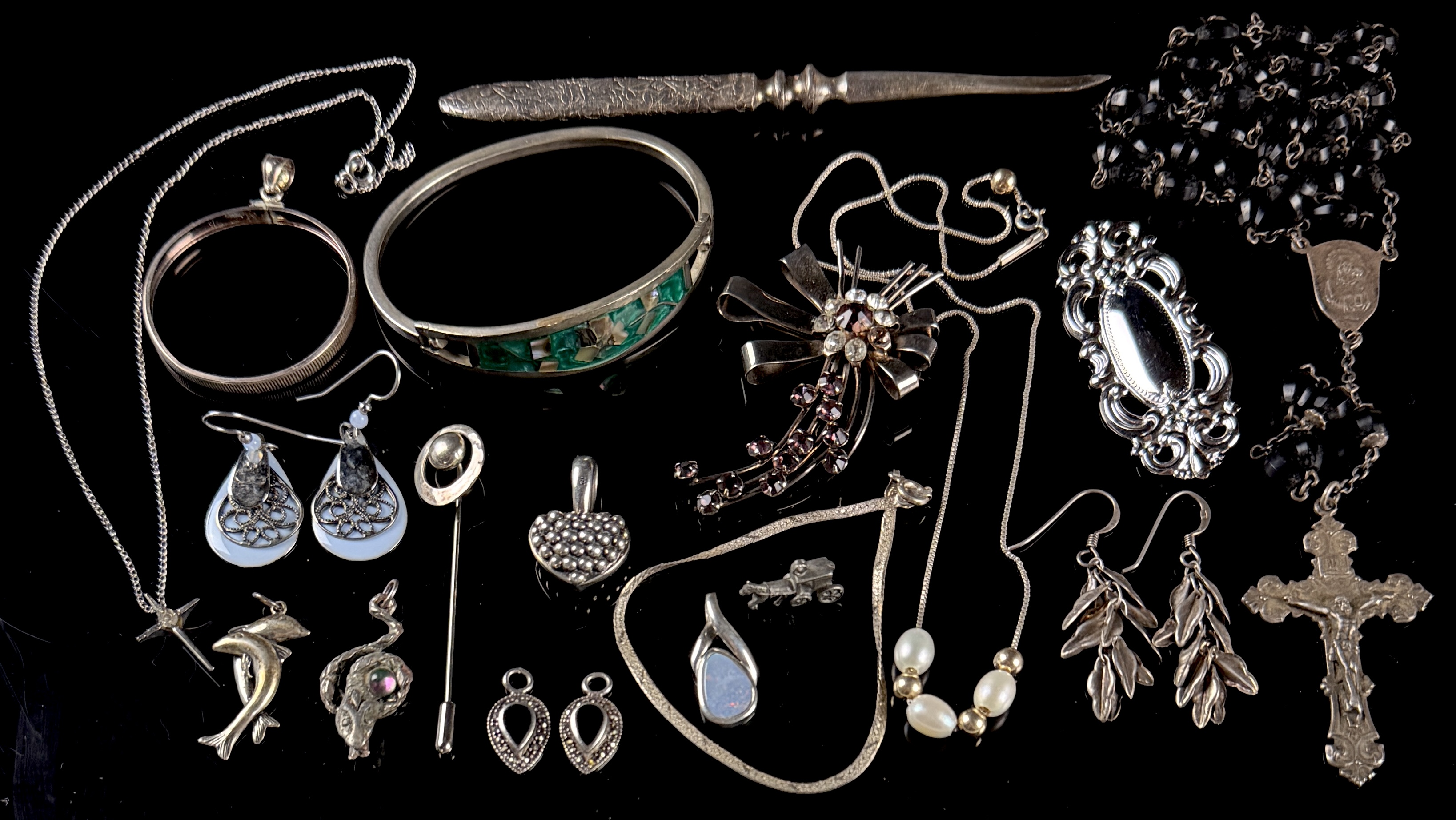 A Collection of Sterling Silver and Silver-Tone Jewelry and Decorative Items Including Beau and Catamore